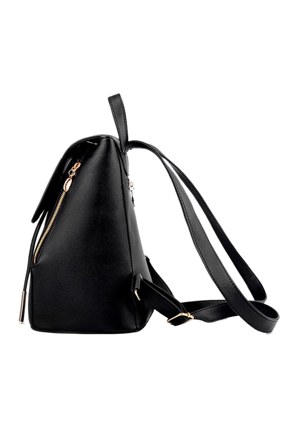 Black College-style Backpacks Made of PU Leather