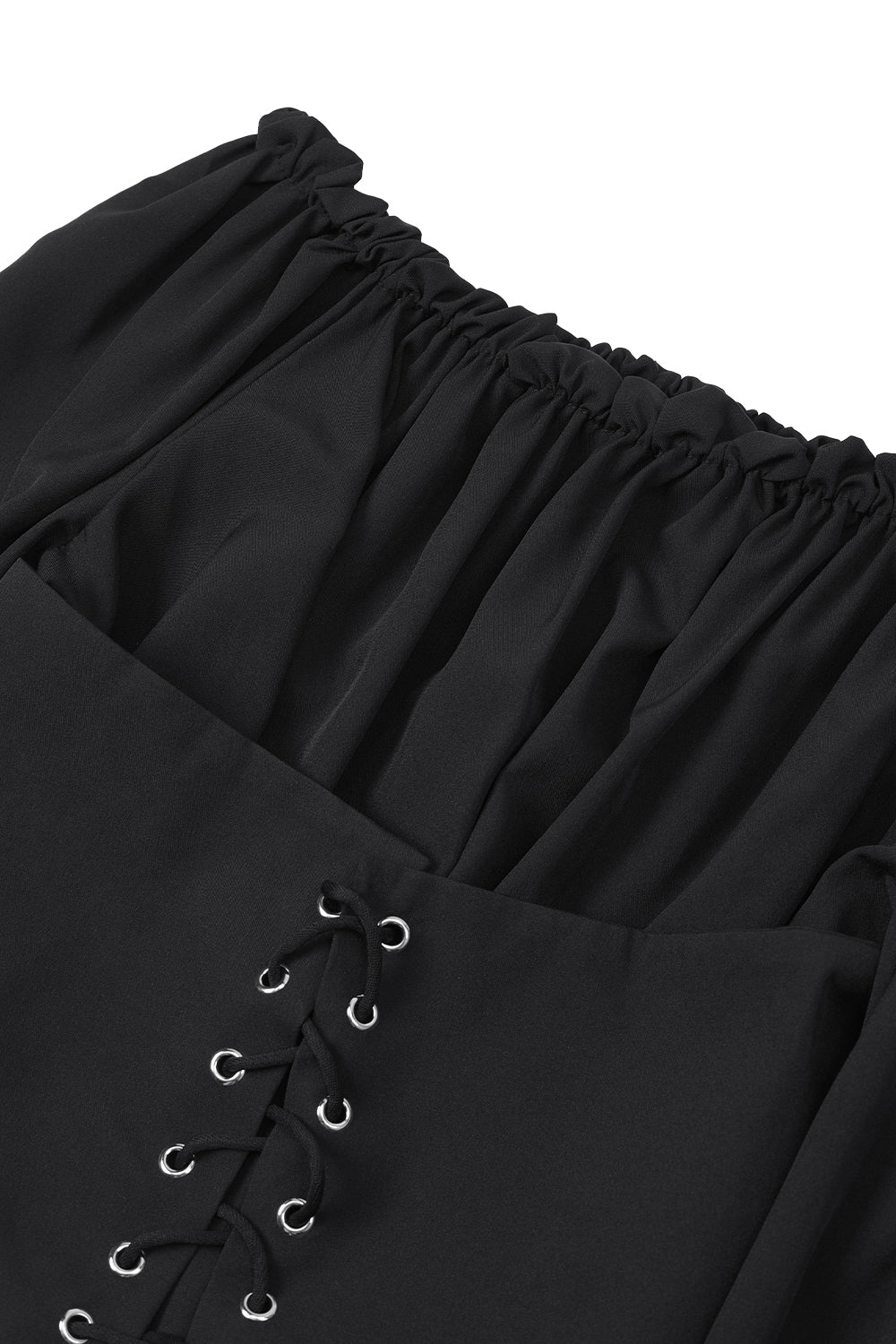 Long-sleeved Off-the-shoulder Blouse with a Cinched Waist and Short Length