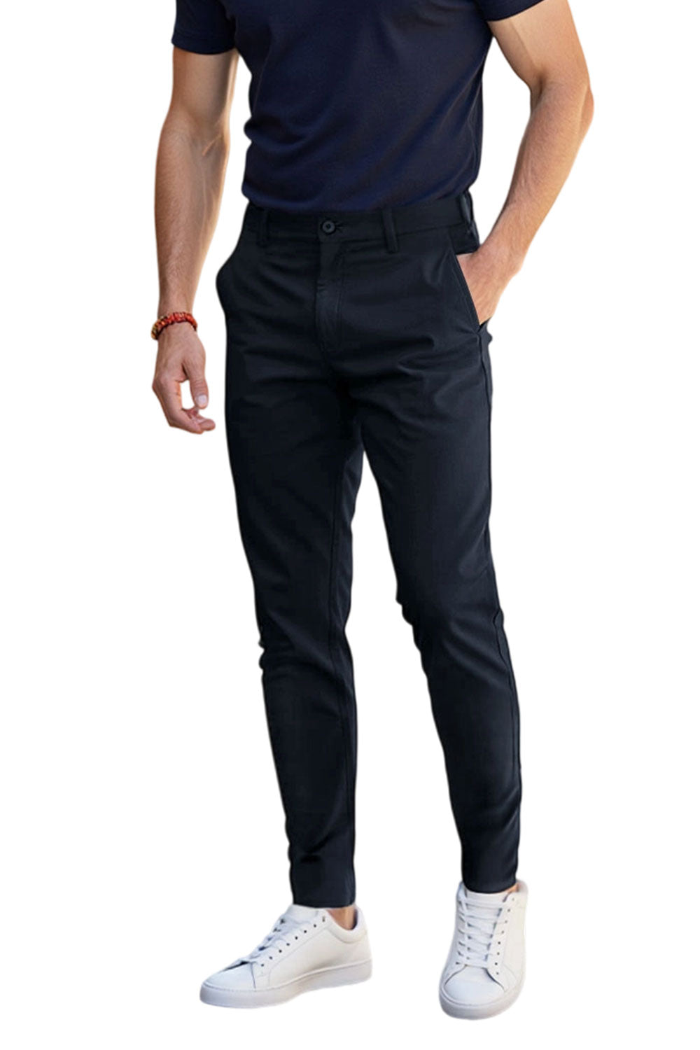 Straight Leg Chinos Trousers for Business Casual