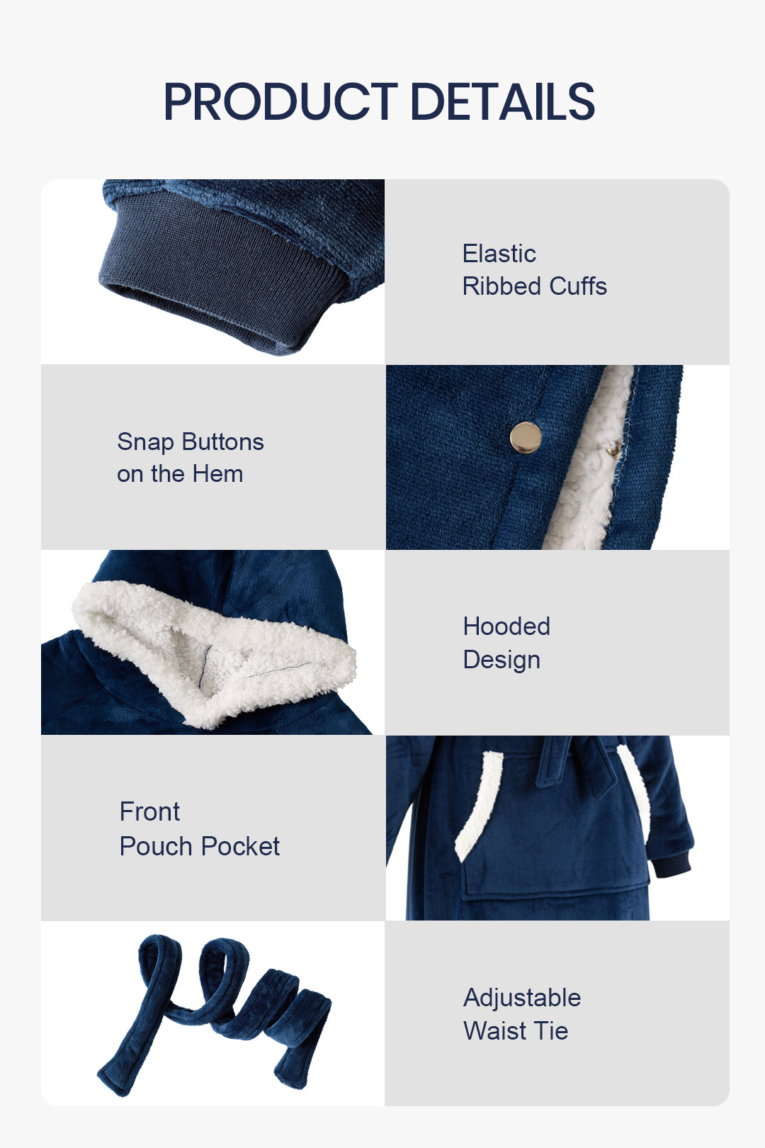 Tie Waist Big Pocket Fleece Lined Hooded Loungewear
