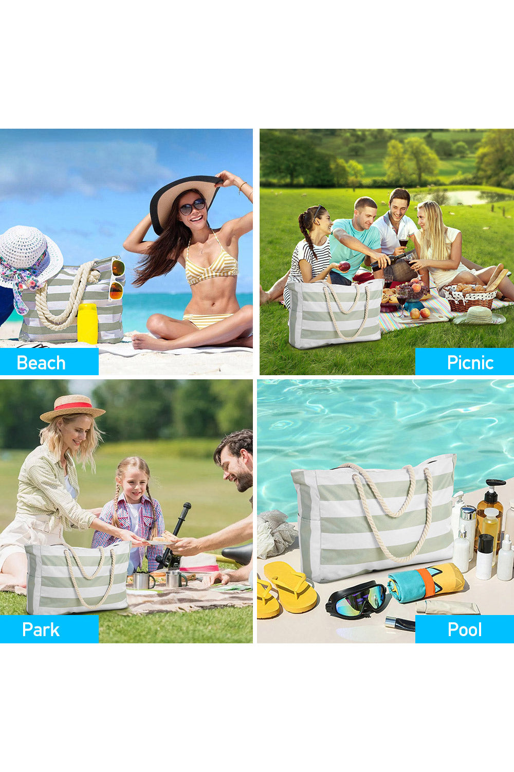 Polyester Large Capacity Tote Bag Beach Bag