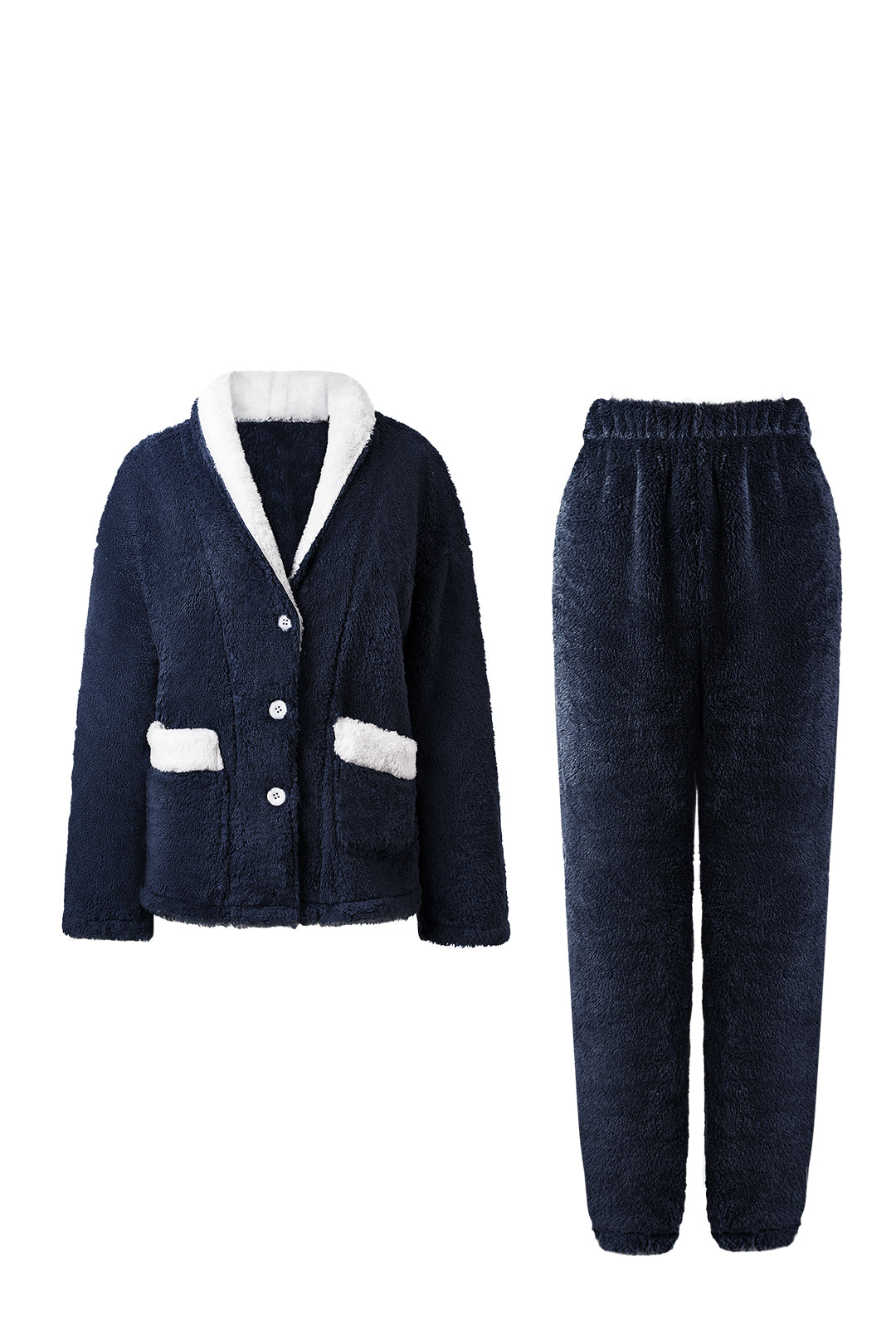 Buttoned Ultra-Soft Fleece Loungewear Set