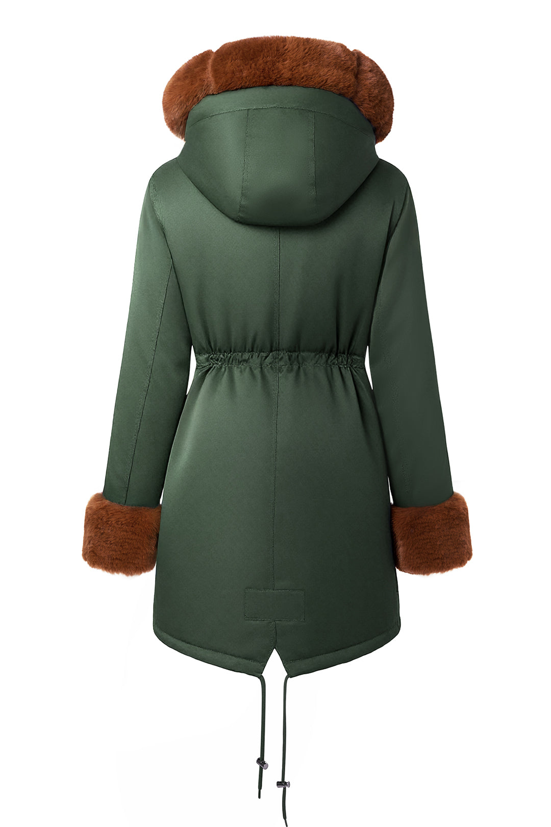 Midi Fur Collar Nipped Waist Warm Puffer Coat