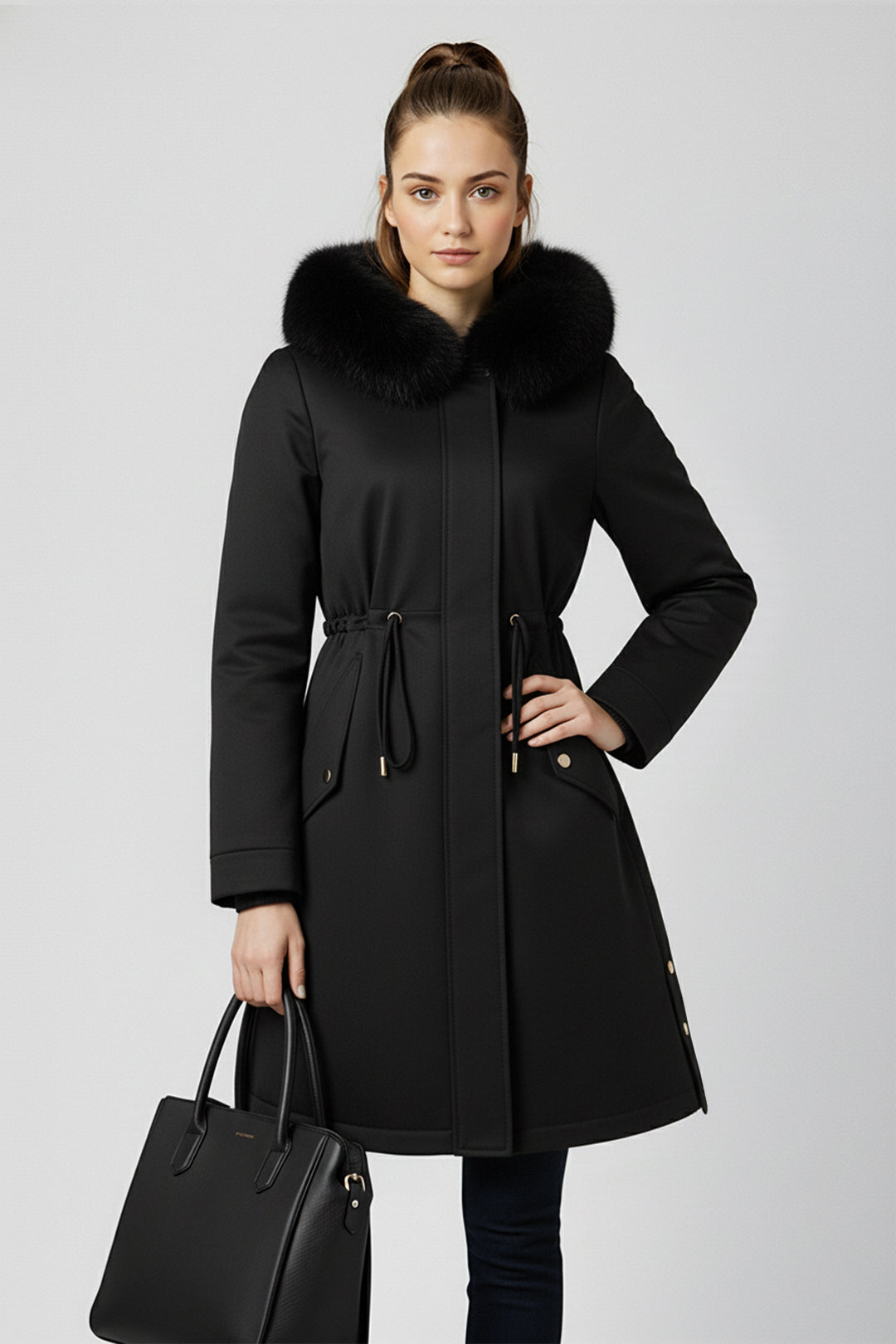 Fur Collar Slim Fit Stylish Warm Coat