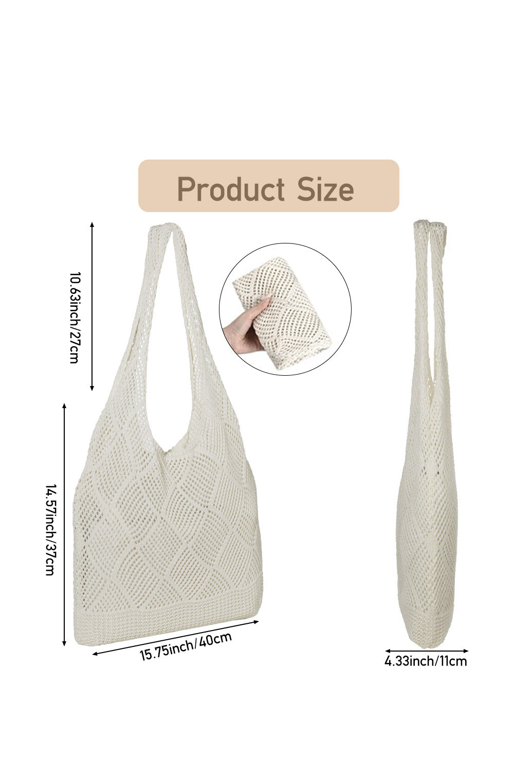 Knitted Shoulder Bag Hollow Tote Bag Handbag