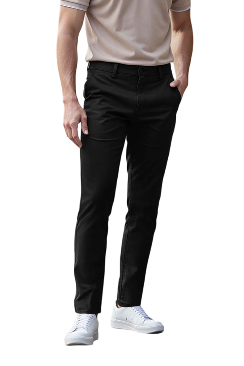Straight Leg Chinos Trousers for Business Casual