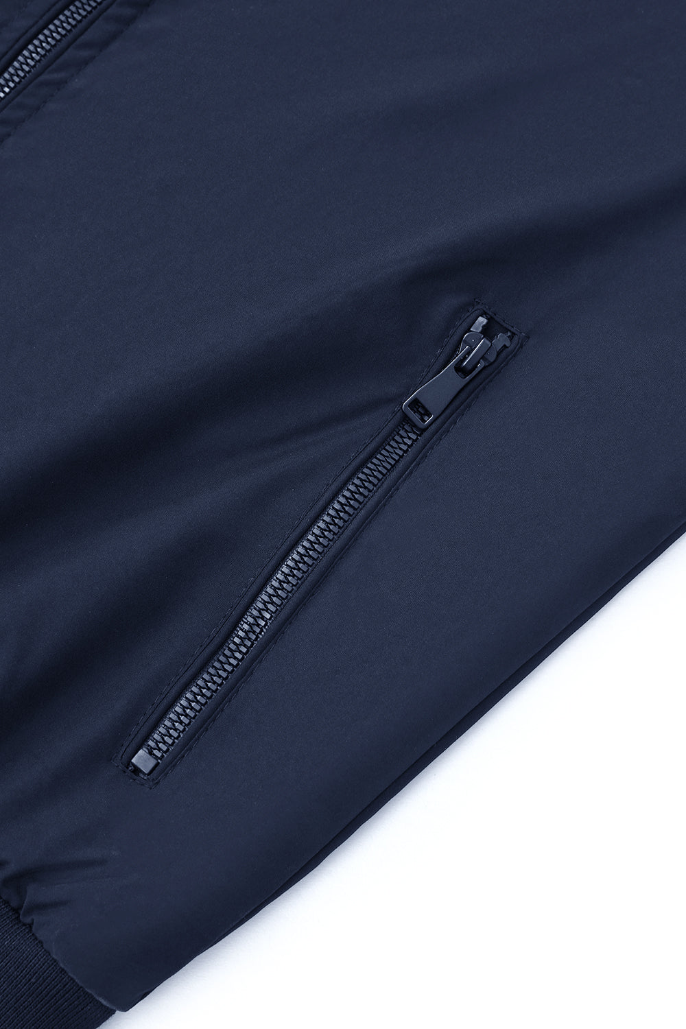 Bomber Jacket with Zipper and Windproof Design