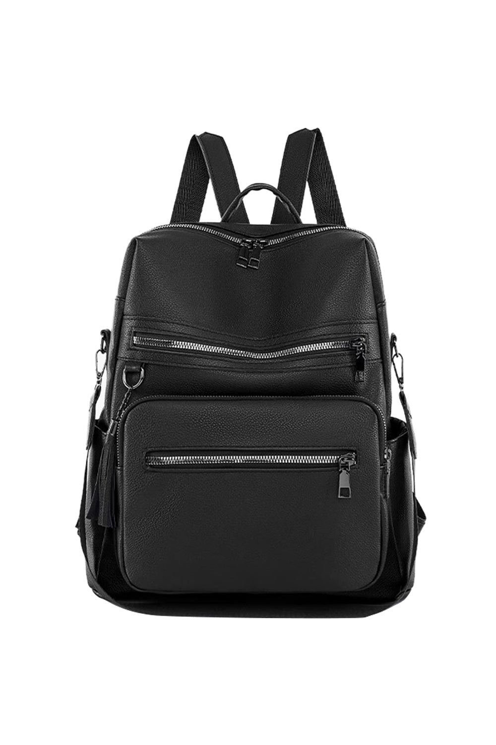 Black Large-capacity Backpacks Made of PU Leather