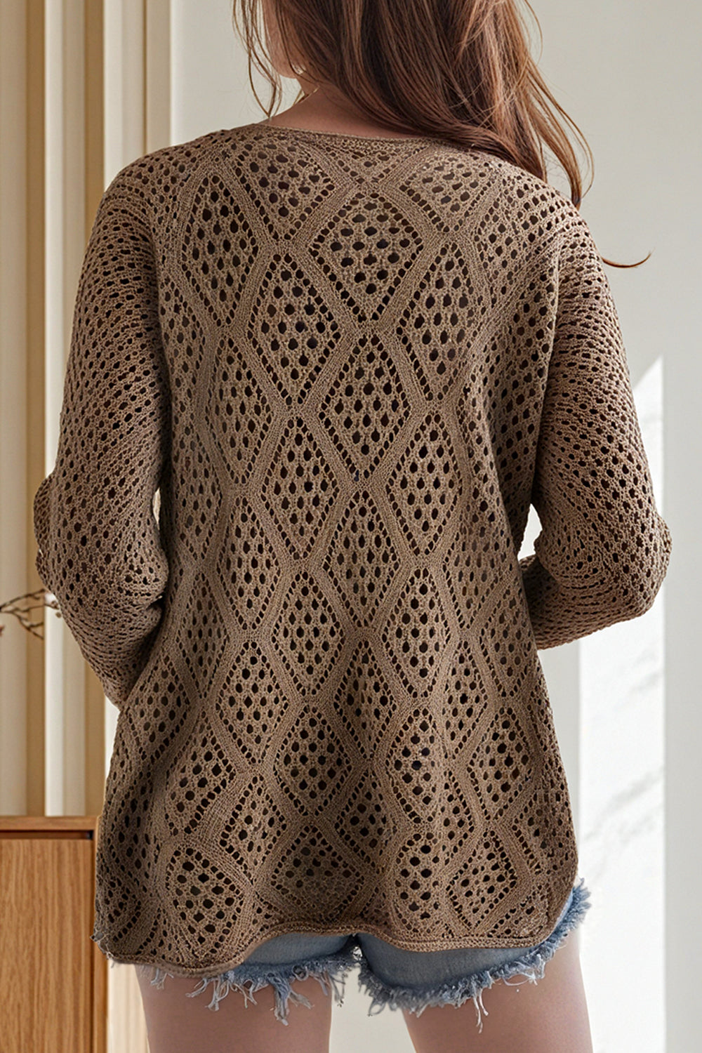 Solid Color Cutout Knit Top