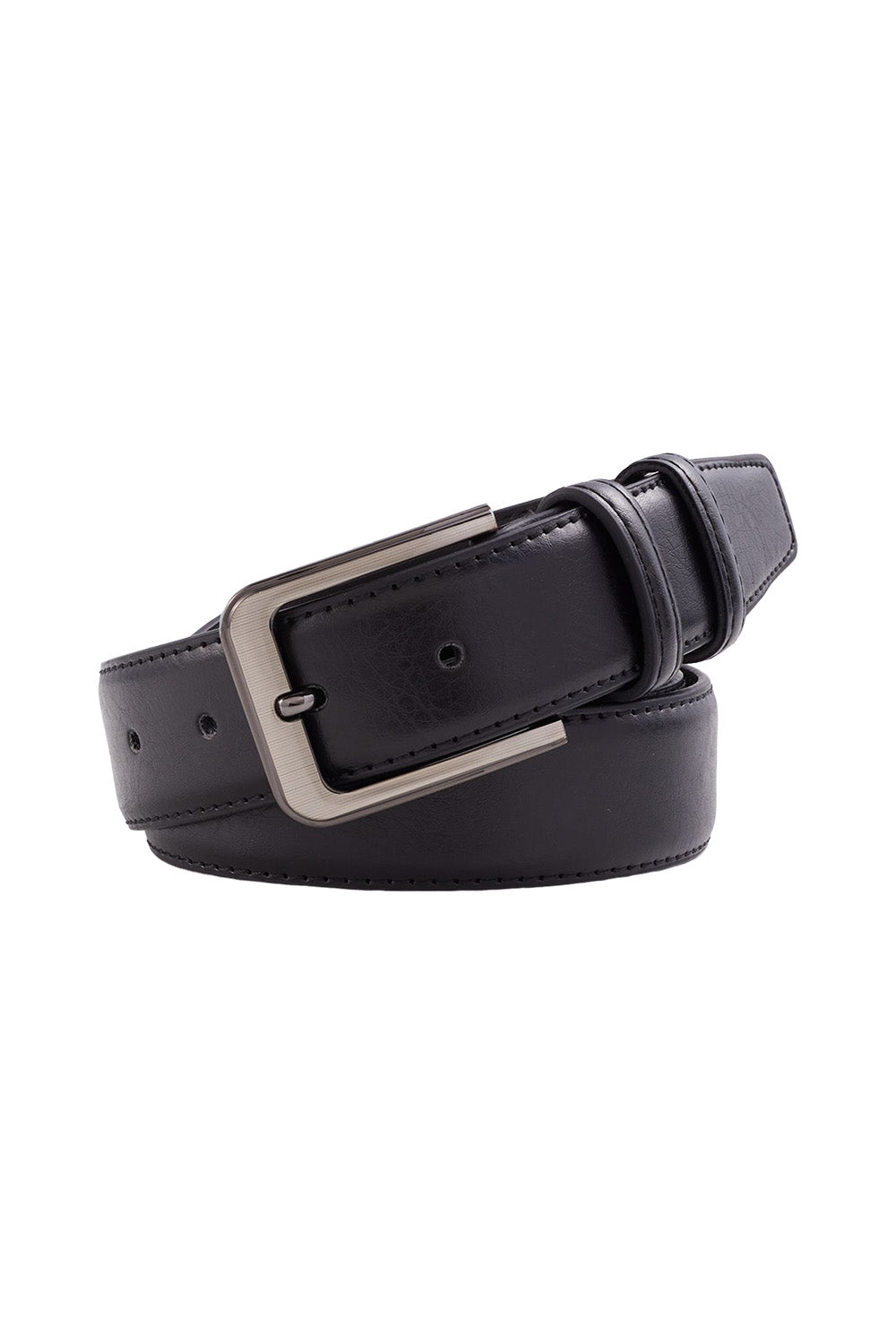 Cowhide Leather Belt with Pin Buckle in Black