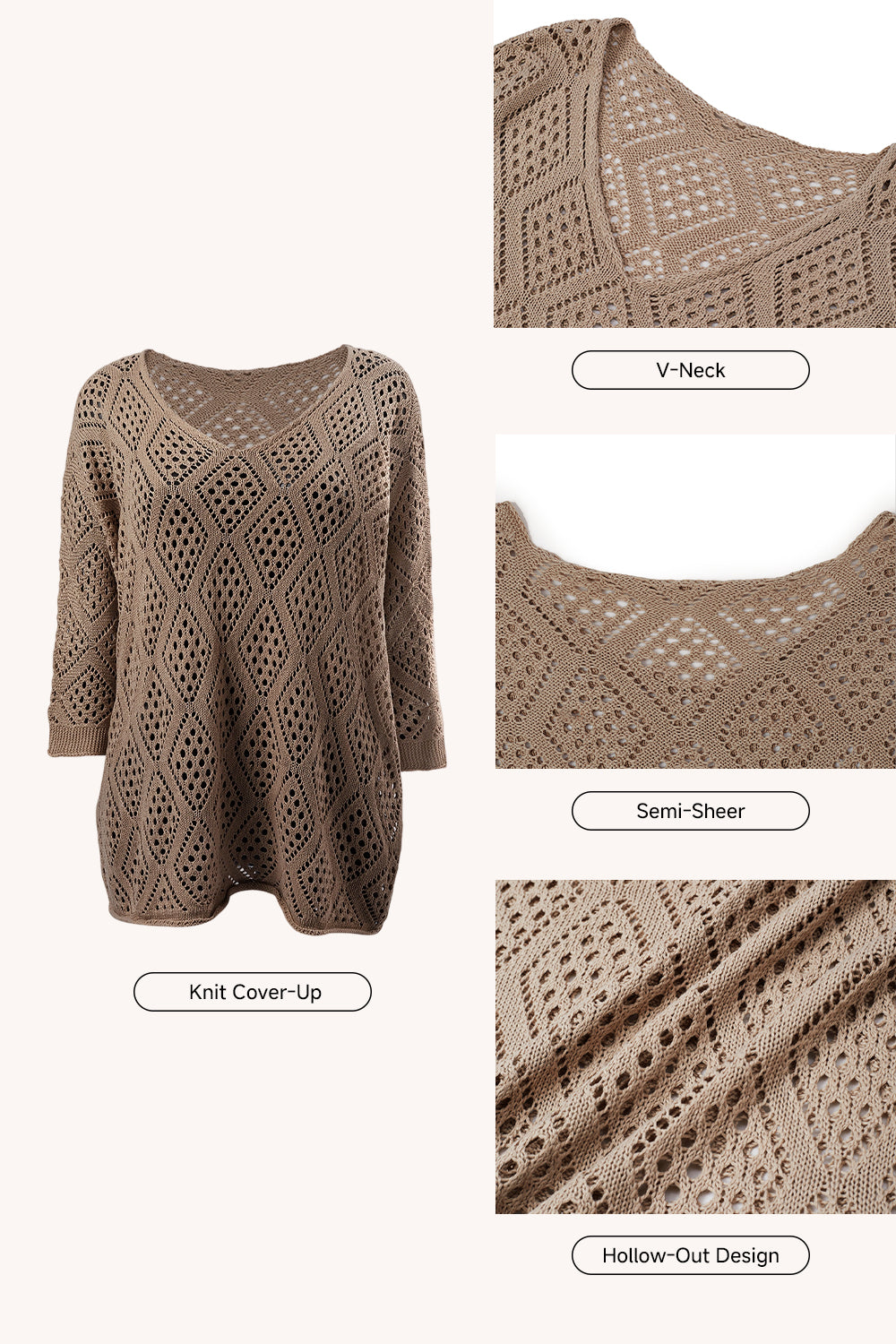 Solid Color Cutout Knit Top