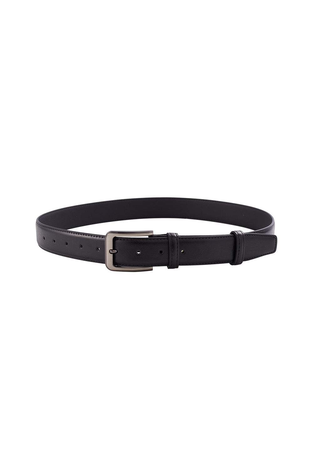 Cowhide Leather Belt with Pin Buckle in Black
