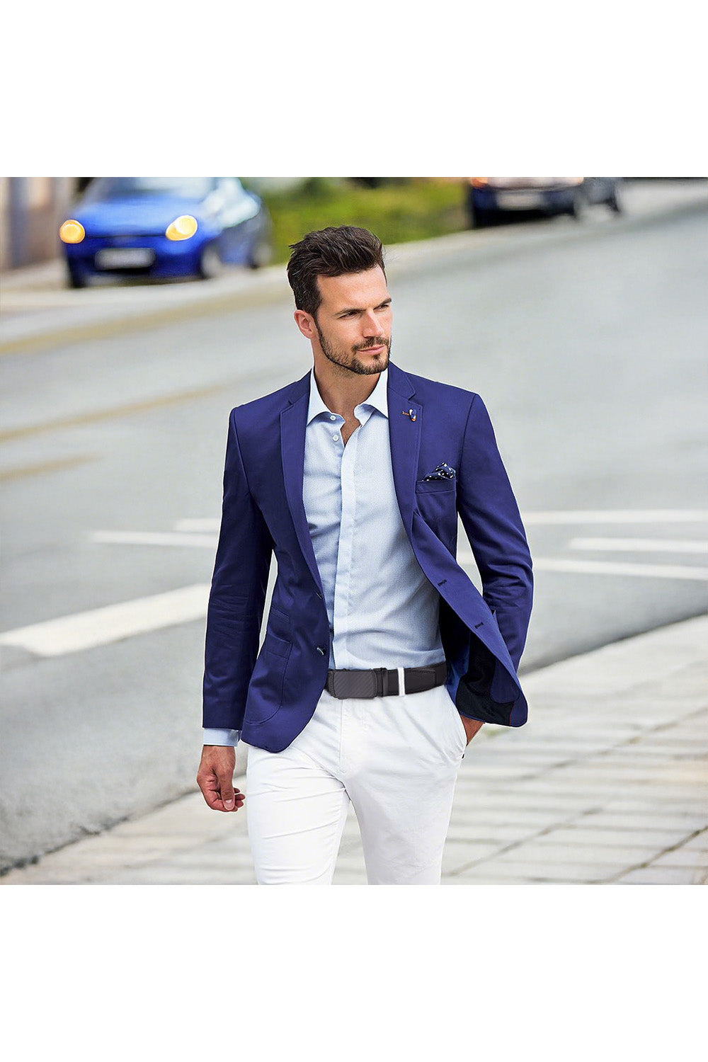 Automatic Buckle Belt with Small Mat Weave Pattern