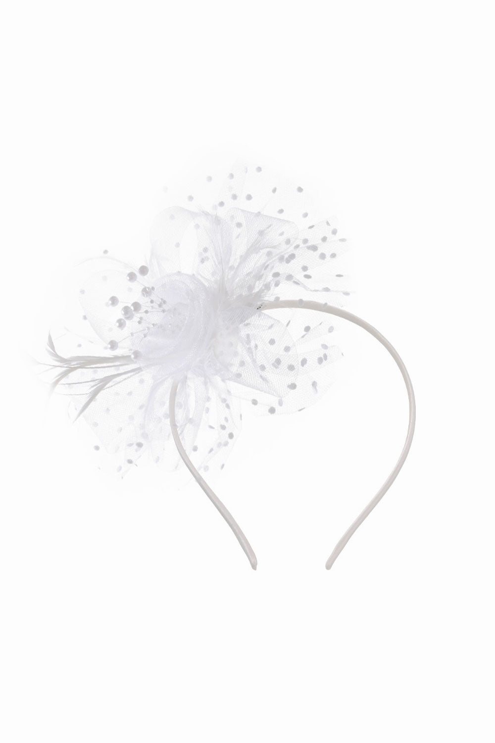Dual - use Headband & Barrette with Netting, Flower and Feather Designs