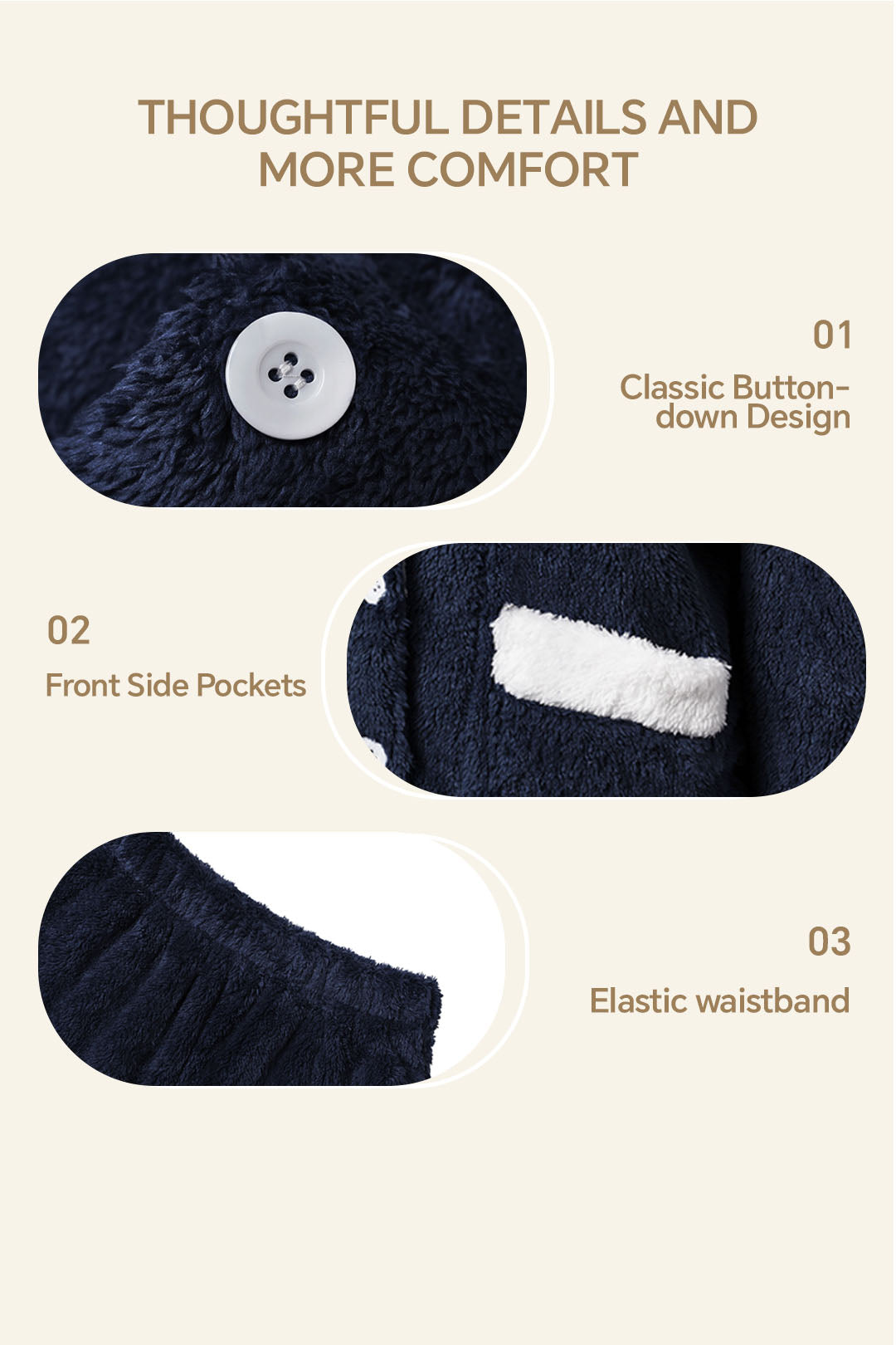 Buttoned Ultra-Soft Fleece Loungewear Set