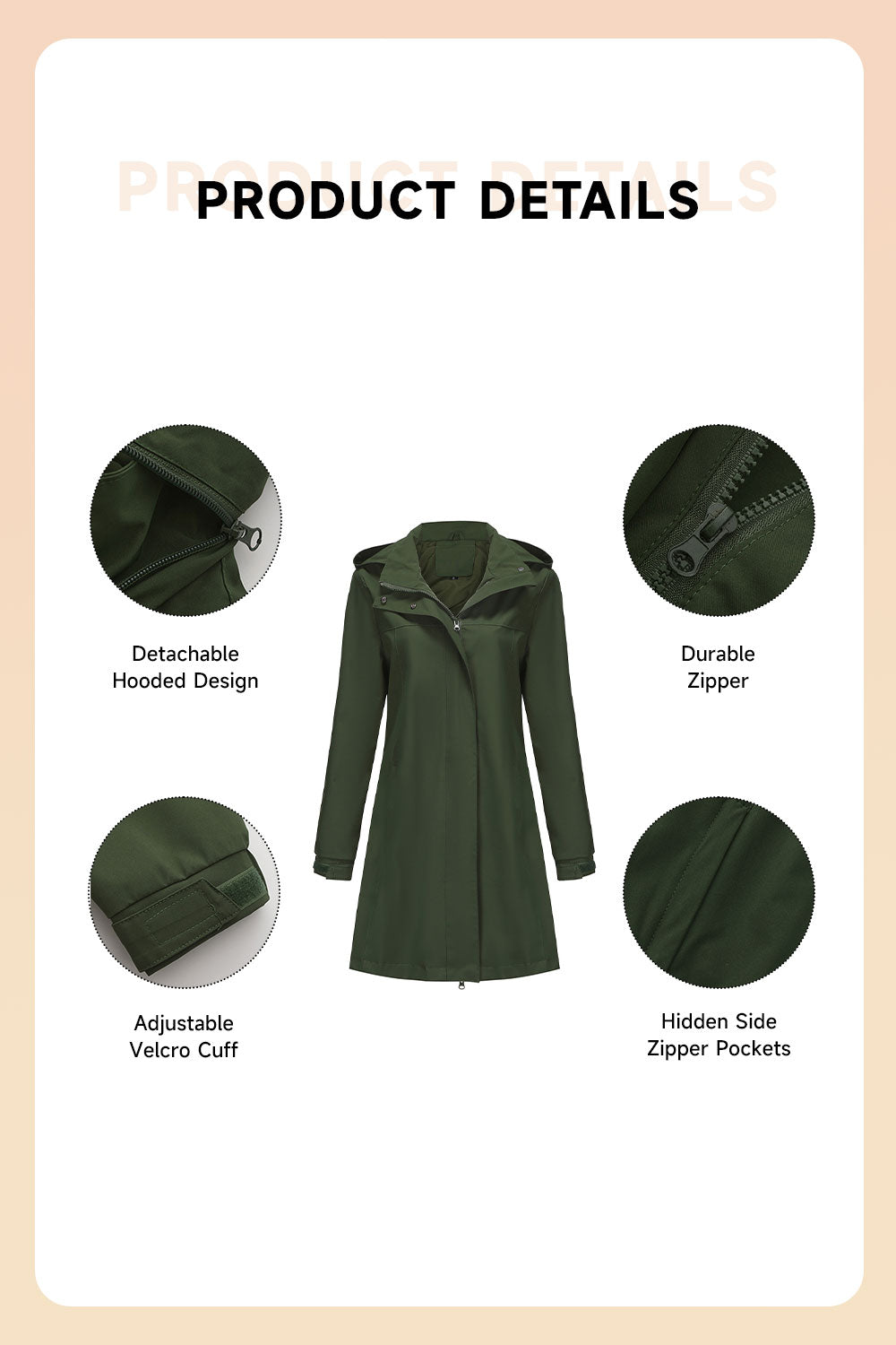 Midi windproof trench coat