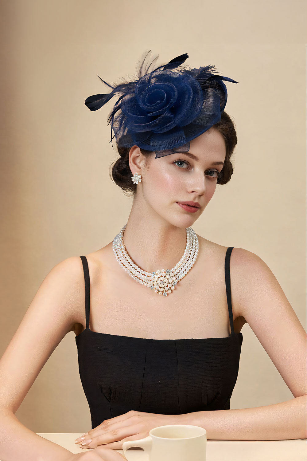 Feather Flower Mesh Fascinator