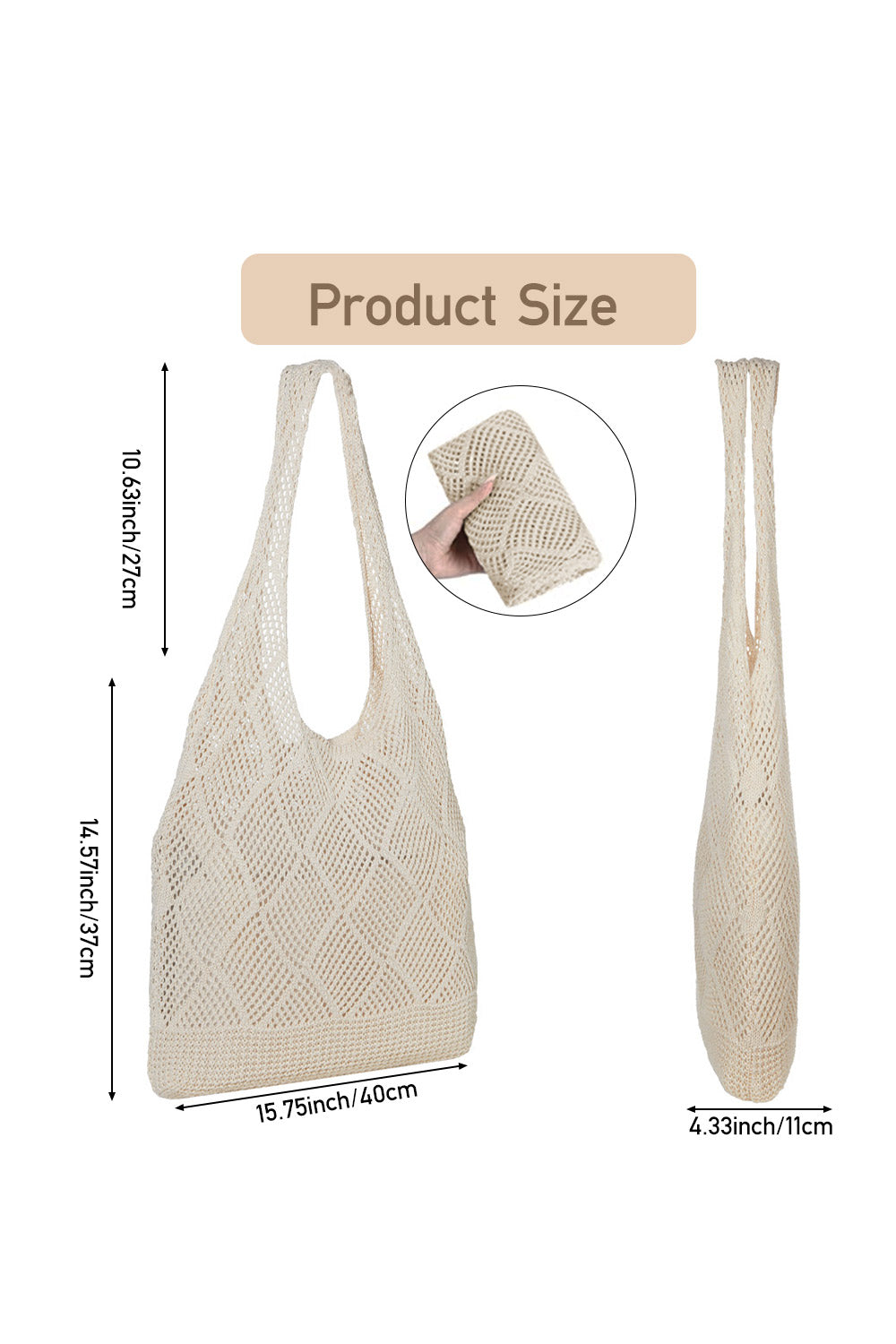 Knitted Shoulder Bag Hollow Tote Bag Handbag