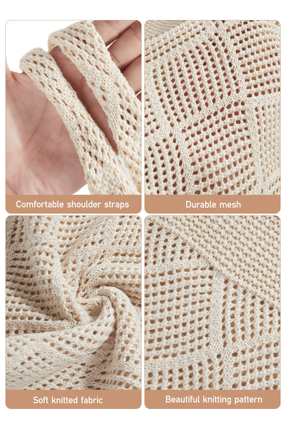 Knitted Shoulder Bag Hollow Tote Bag Handbag