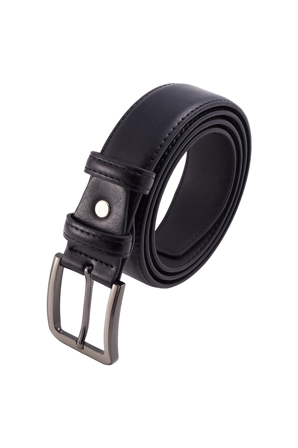Cowhide Leather Belt with Pin Buckle in Black