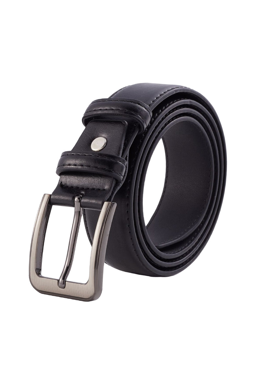 Cowhide Leather Belt with Pin Buckle in Black
