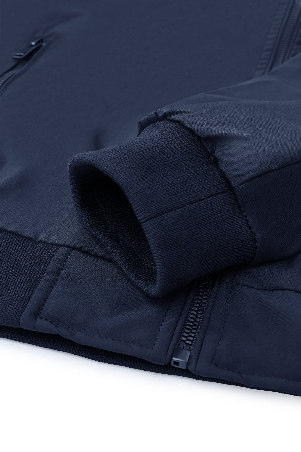 Bomber Jacket with Zipper and Windproof Design