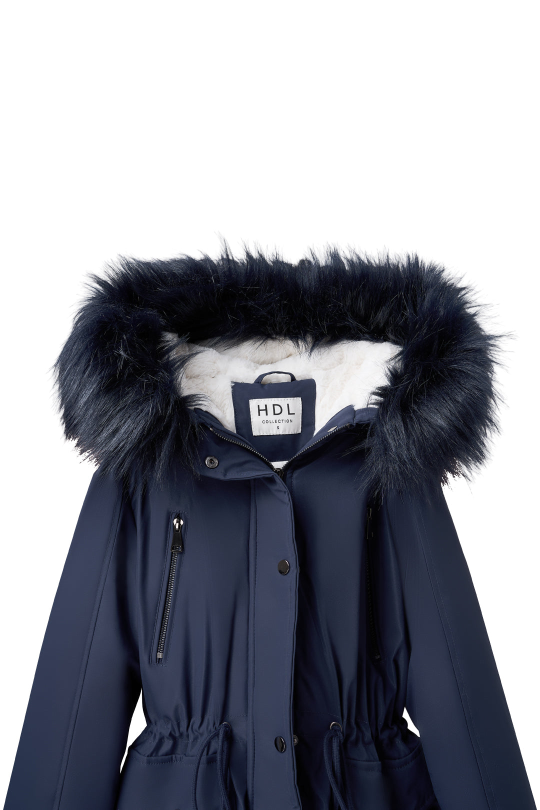 Versatile minimalist puffer coat with hood and fur collar