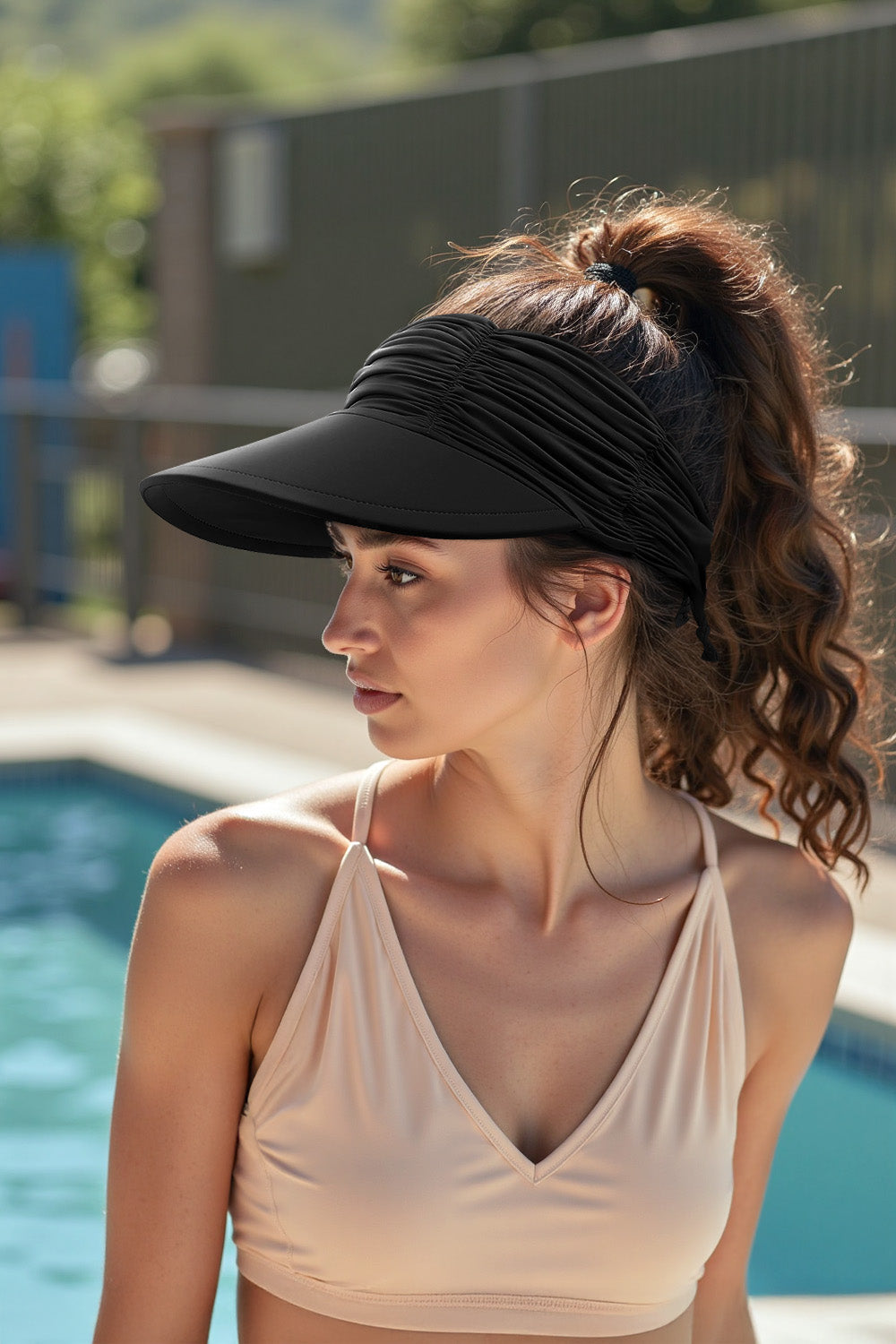 Portable Solid - color Sun Hat with an Open - top Design