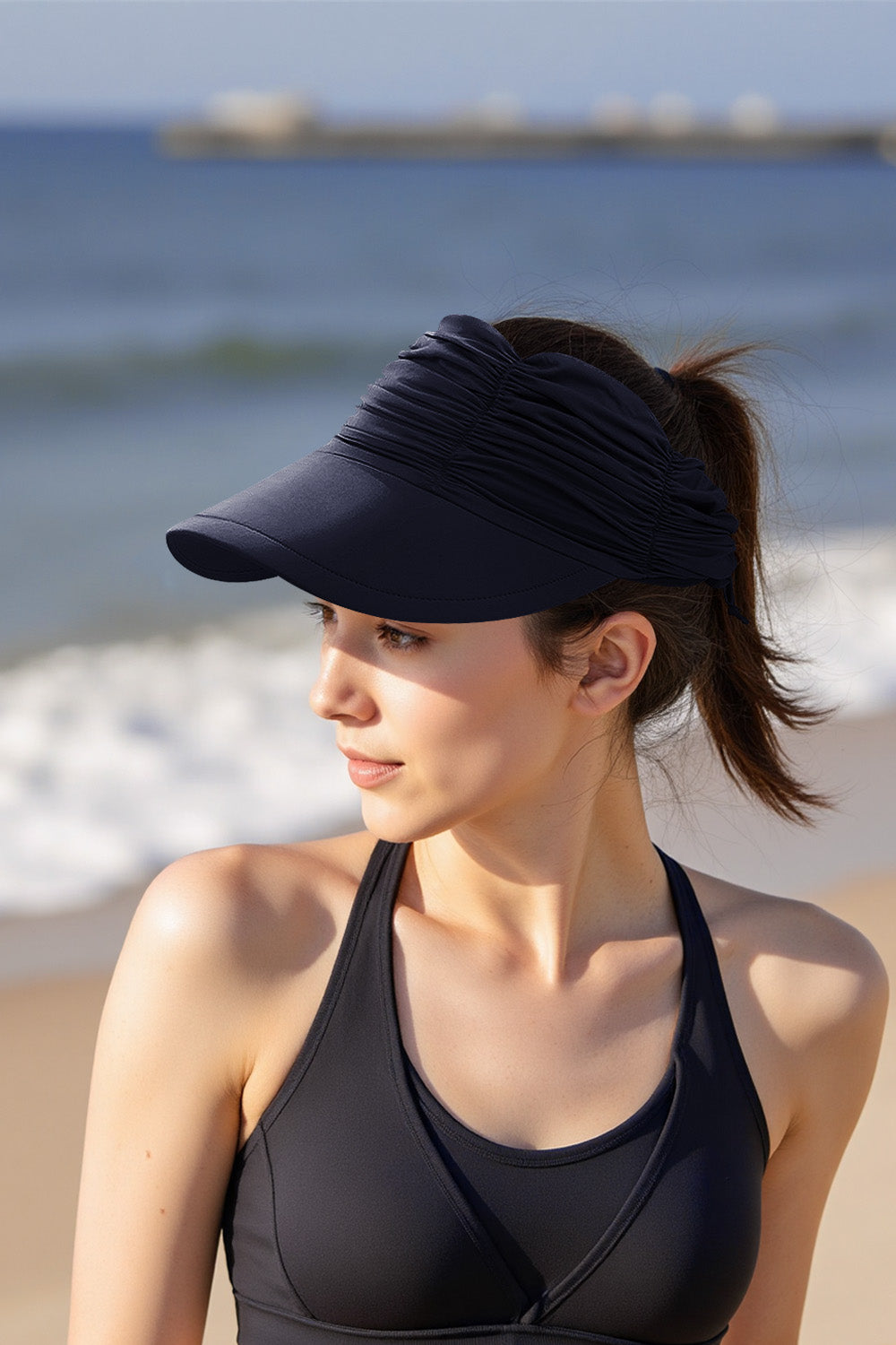 Portable Solid - color Sun Hat with an Open - top Design