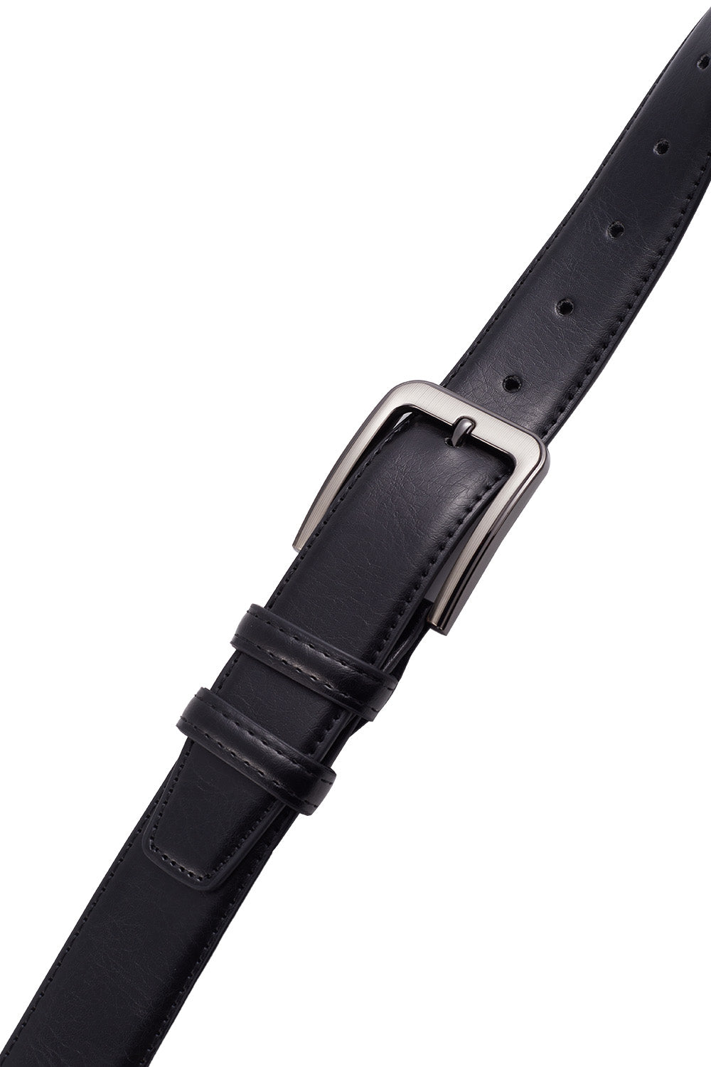 Cowhide Leather Belt with Pin Buckle in Black