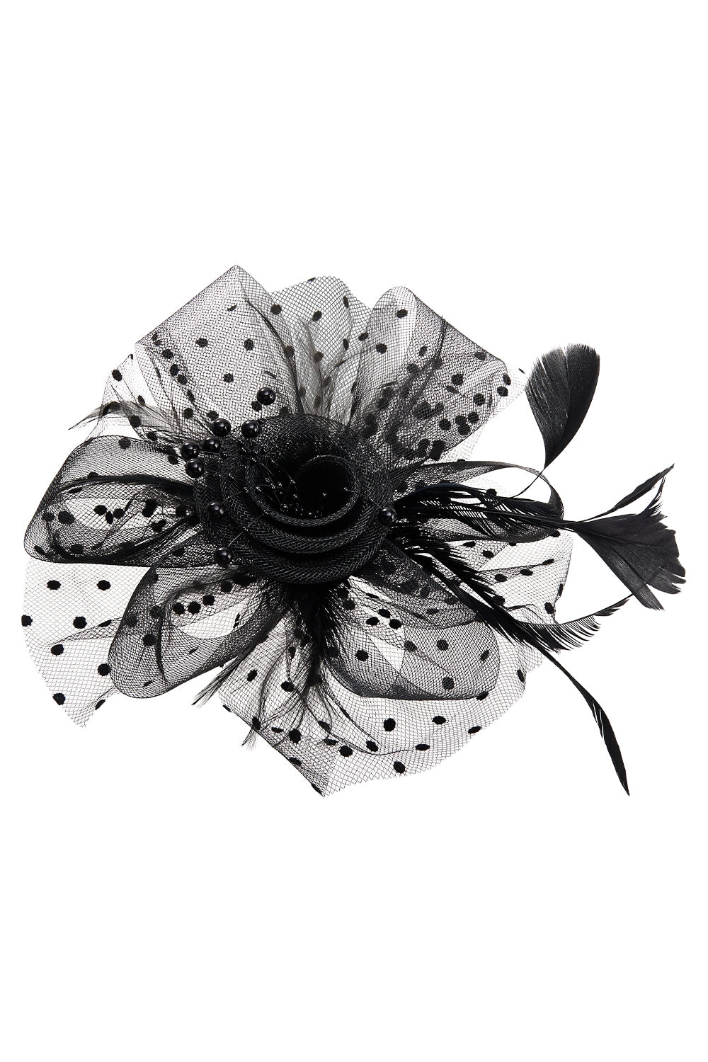 Dual - use Headband & Barrette with Netting, Flower and Feather Designs