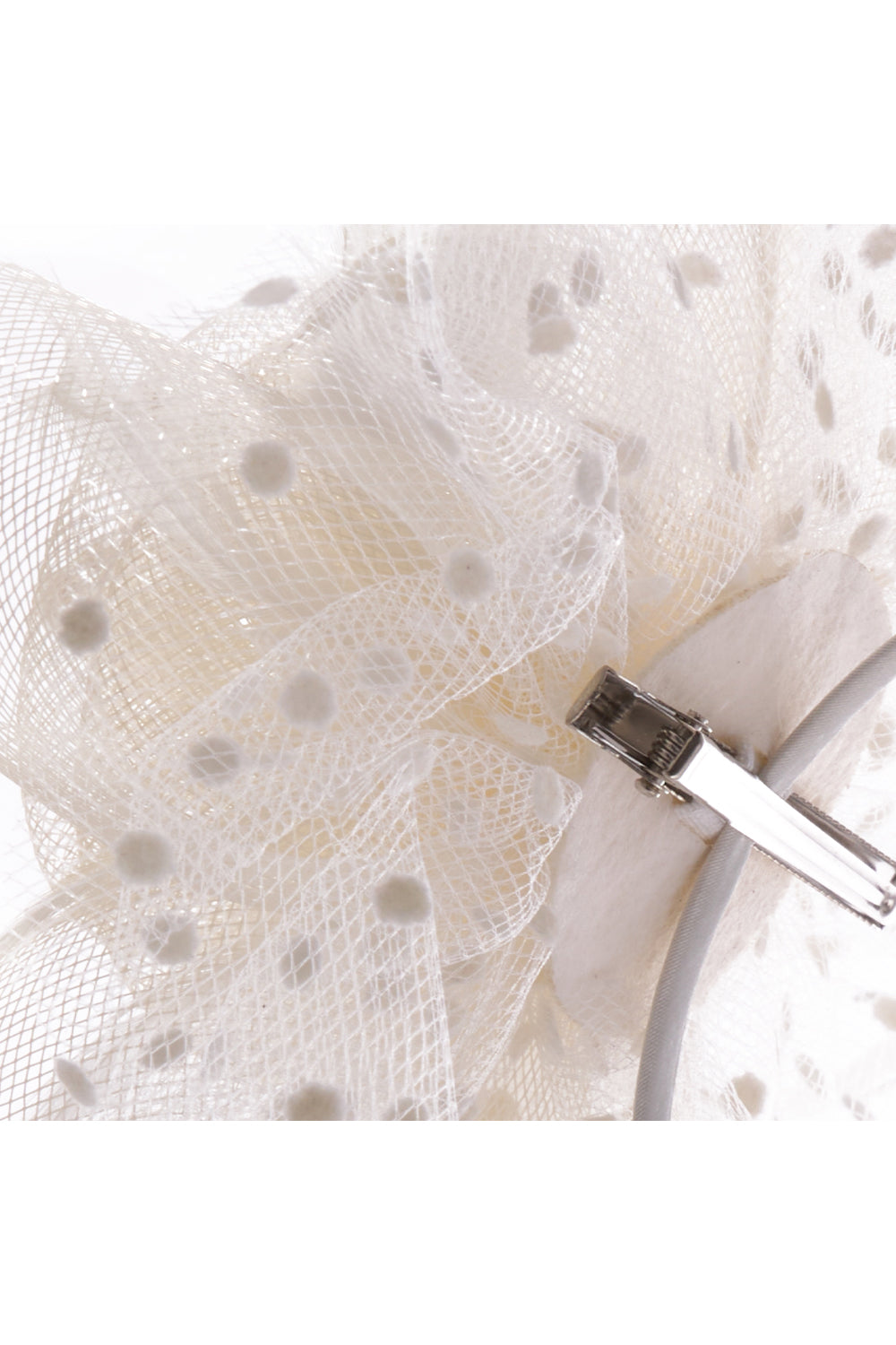 Dual - use Headband & Barrette with Netting, Flower and Feather Designs