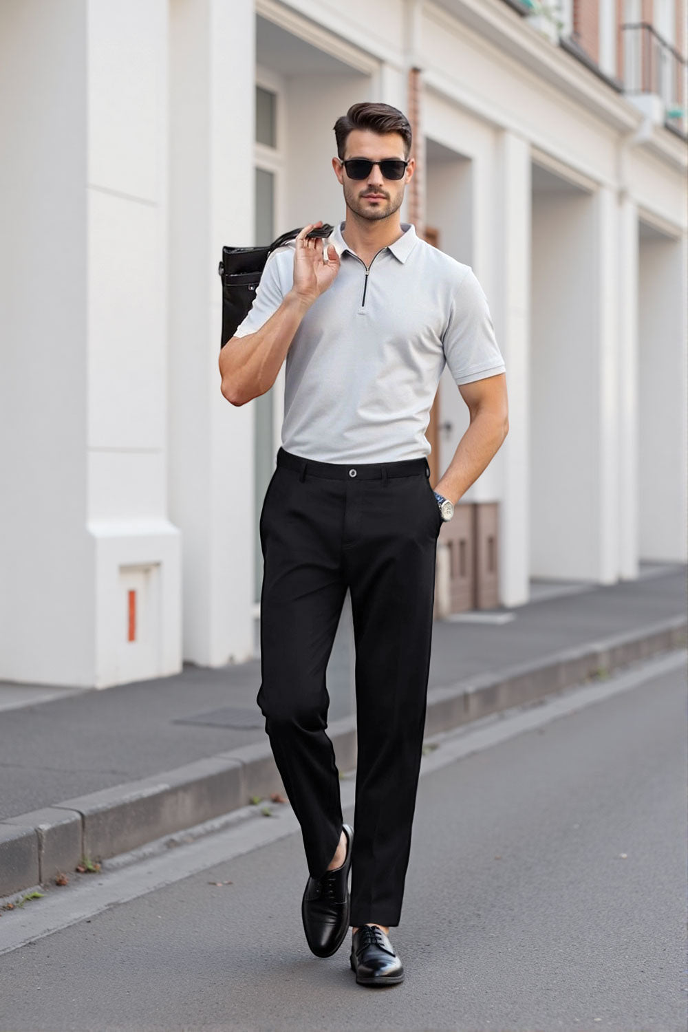 Casual Trousers in Loose Style with Hanging Sense