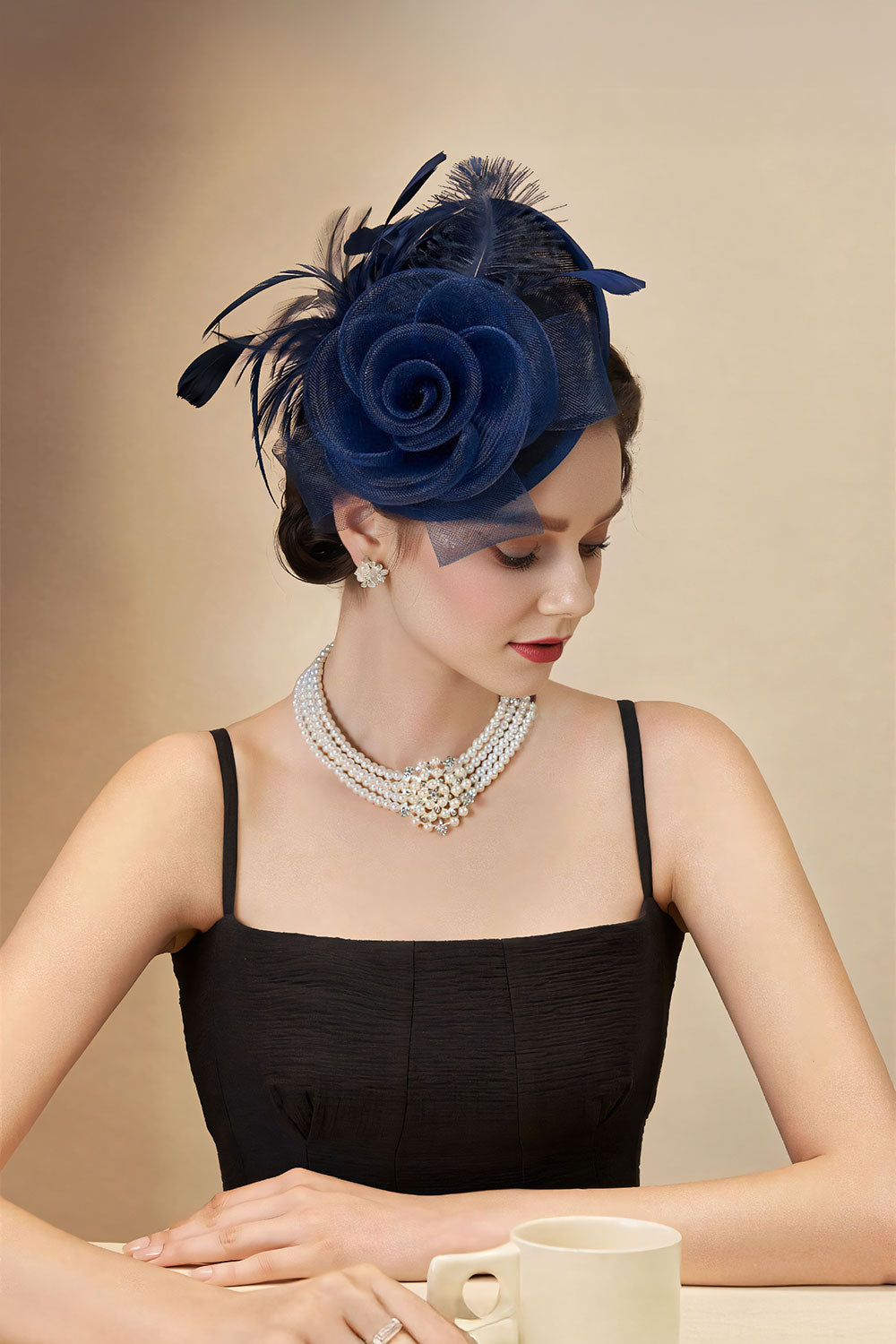 Feather Flower Mesh Fascinator