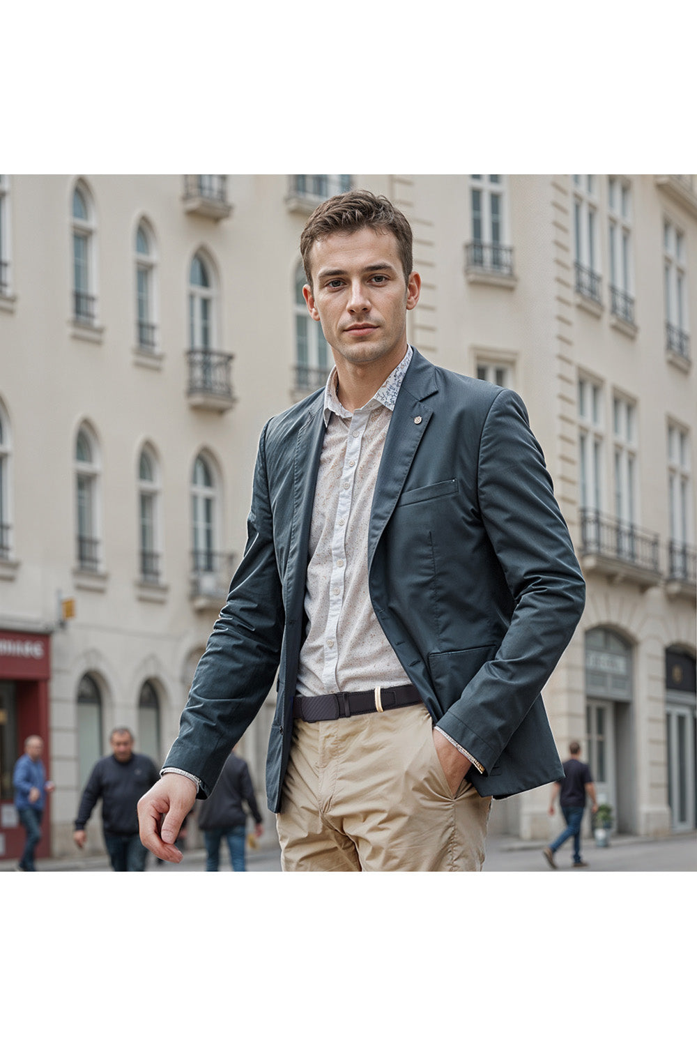 Automatic Buckle Belt with Small Mat Weave Pattern