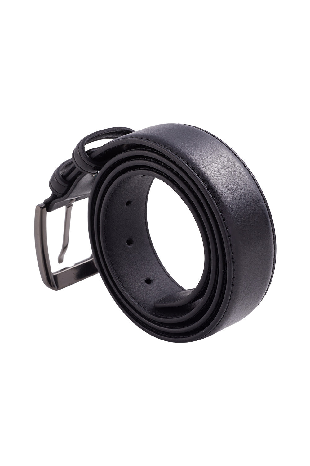 Cowhide Leather Belt with Pin Buckle in Black