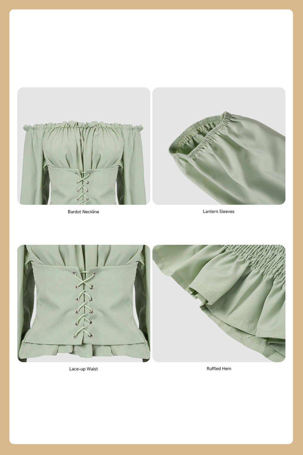 Long-sleeved Off-the-shoulder Blouse with a Cinched Waist and Short Length