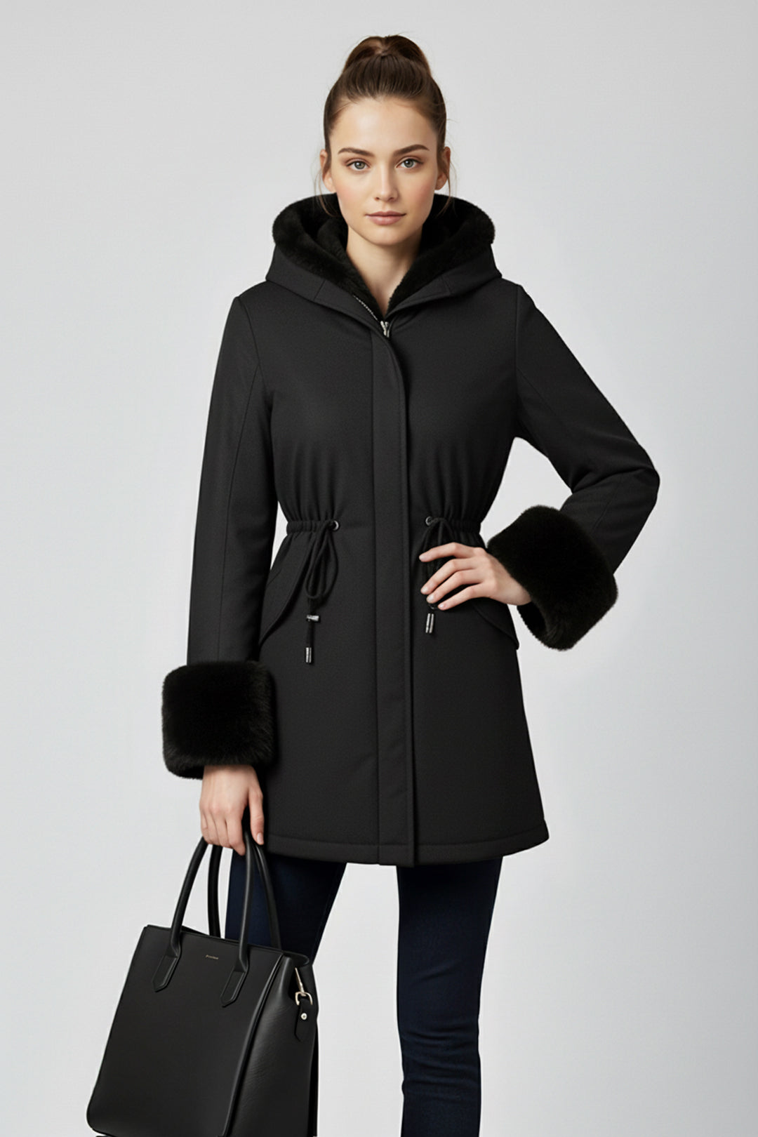 Hooded long sleeve warm nipped waist coat