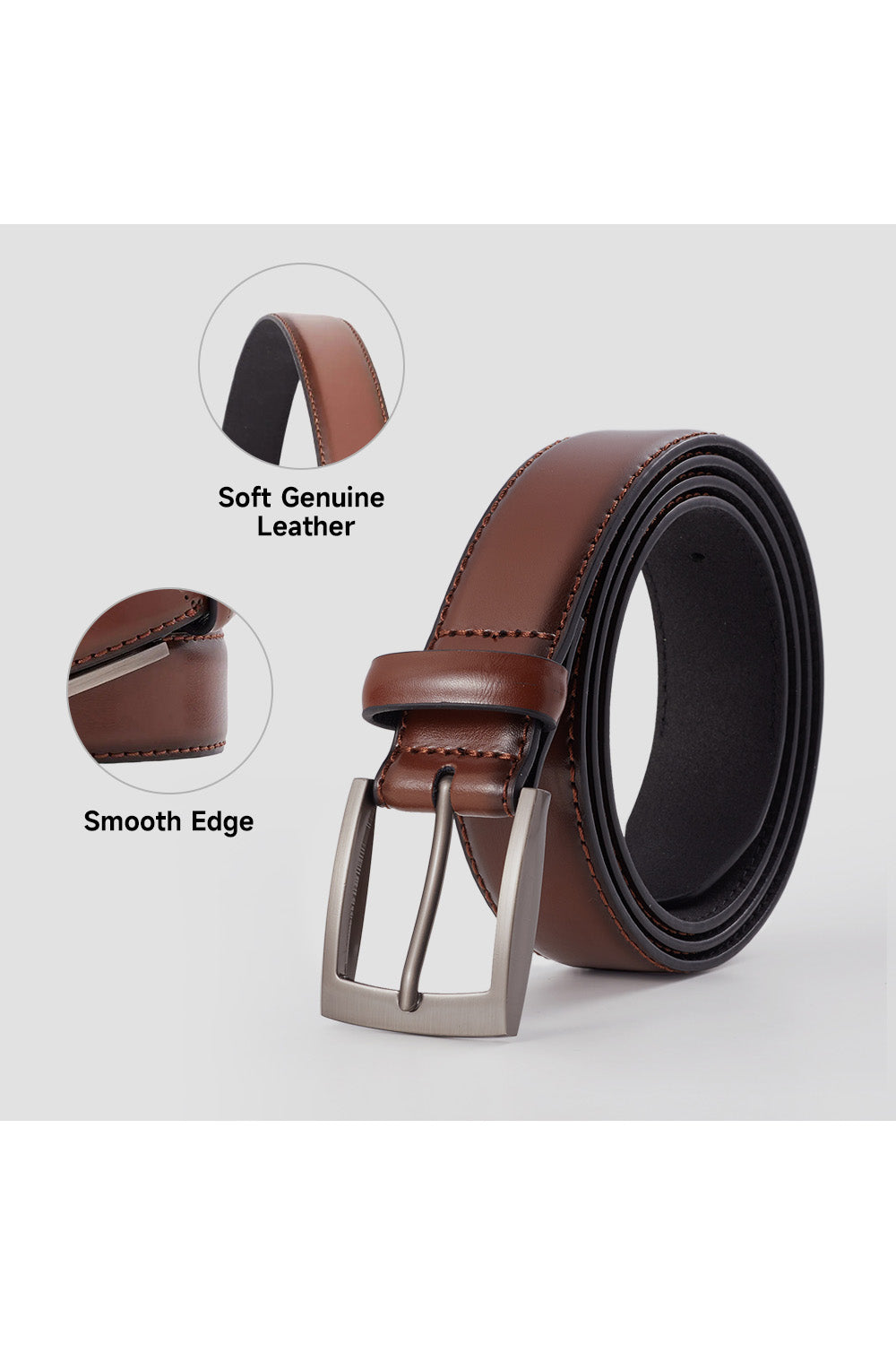 Embossed Belt in Brown, Business Casual Style