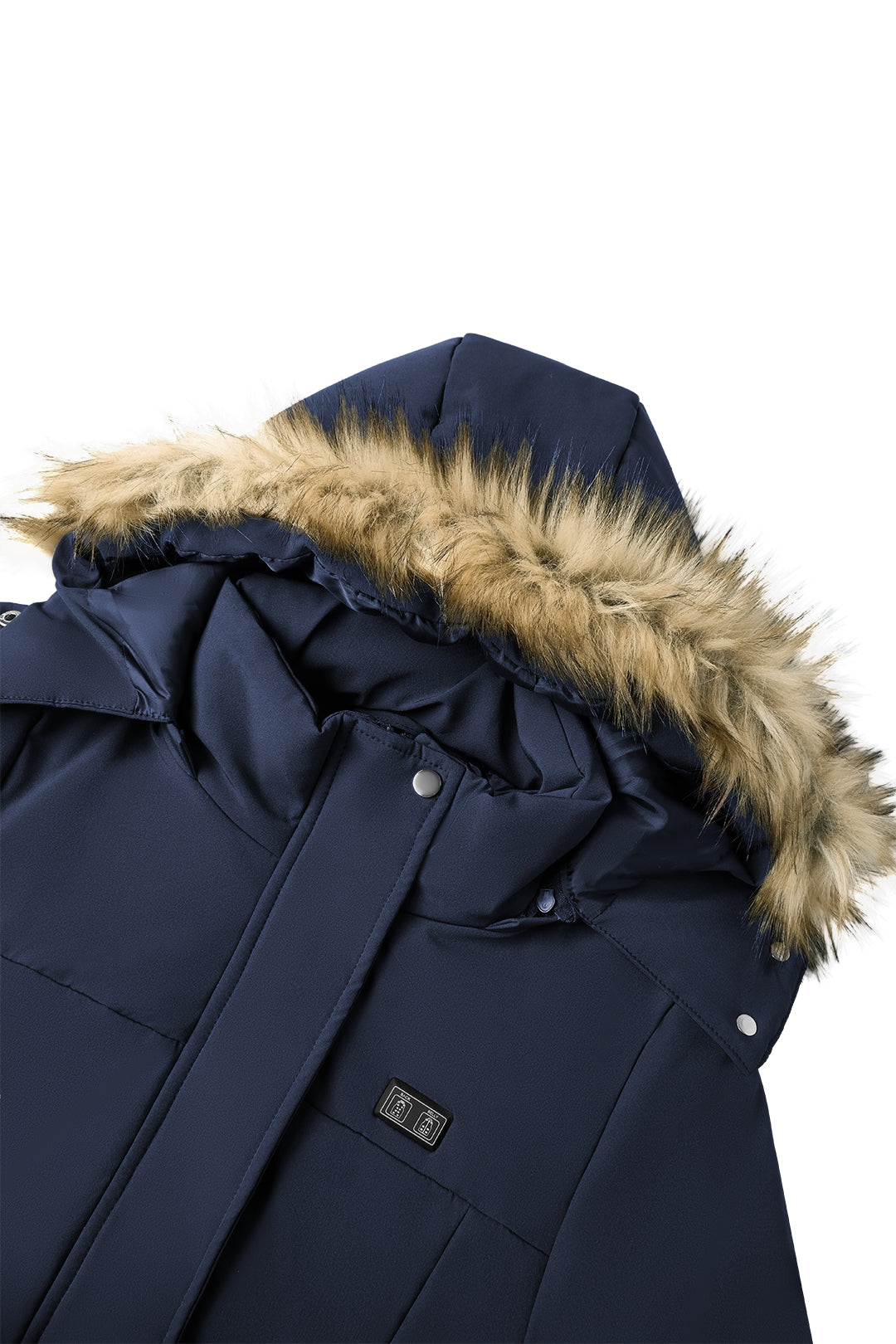 Heated Hooded Nipped Waist Winter Puffer Coat