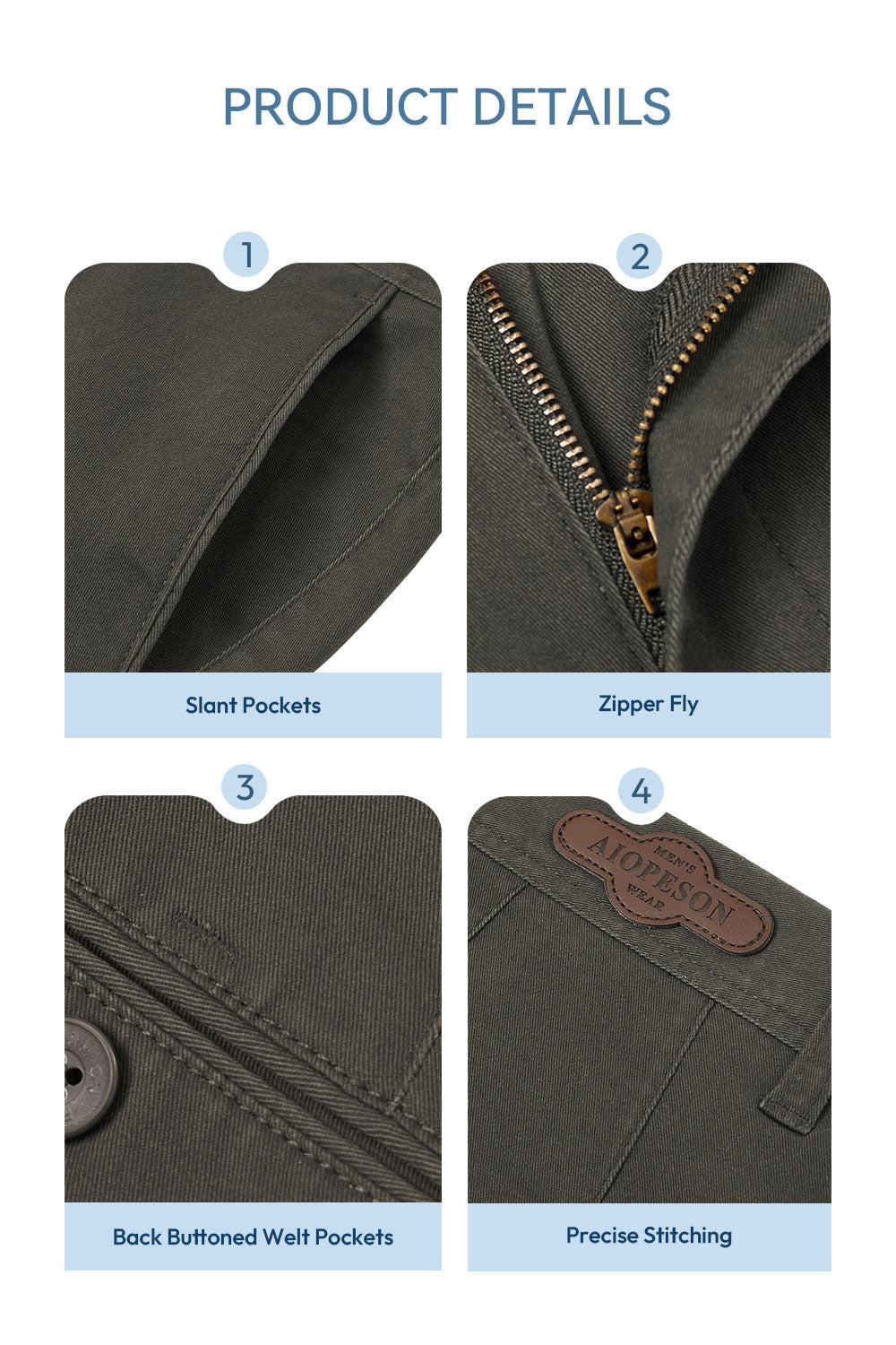 Straight Leg Chinos Trousers for Business Casual