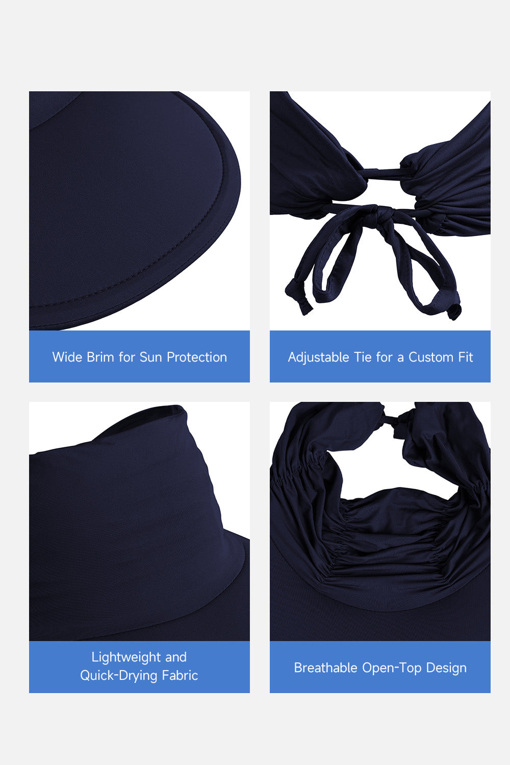 Portable Solid - color Sun Hat with an Open - top Design