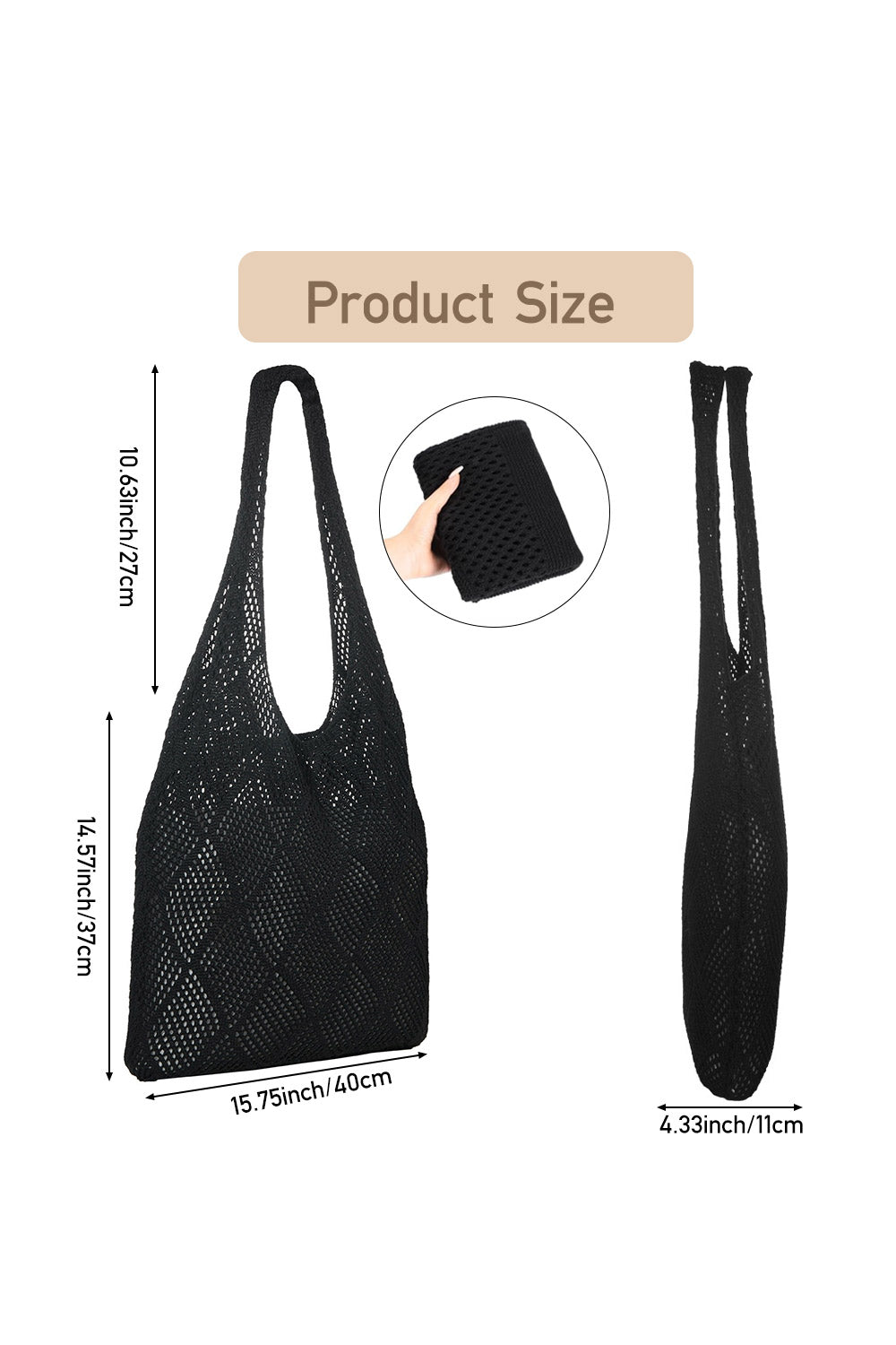 Knitted Shoulder Bag Hollow Tote Bag Handbag