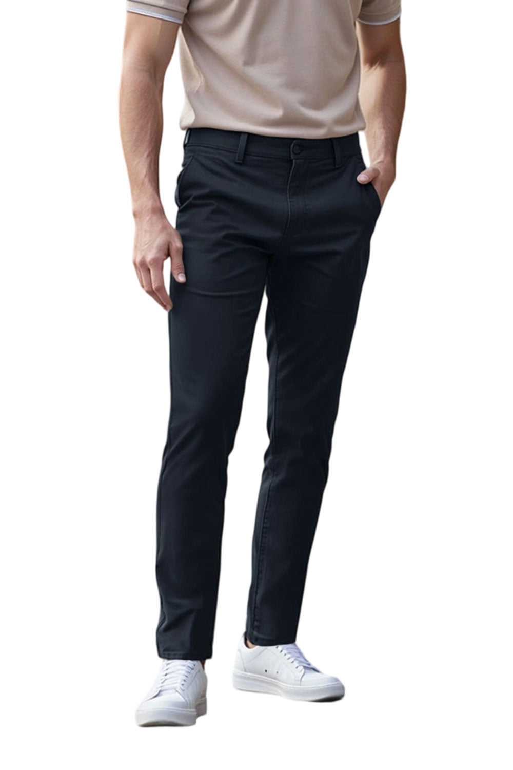 Straight Leg Chinos Trousers for Business Casual