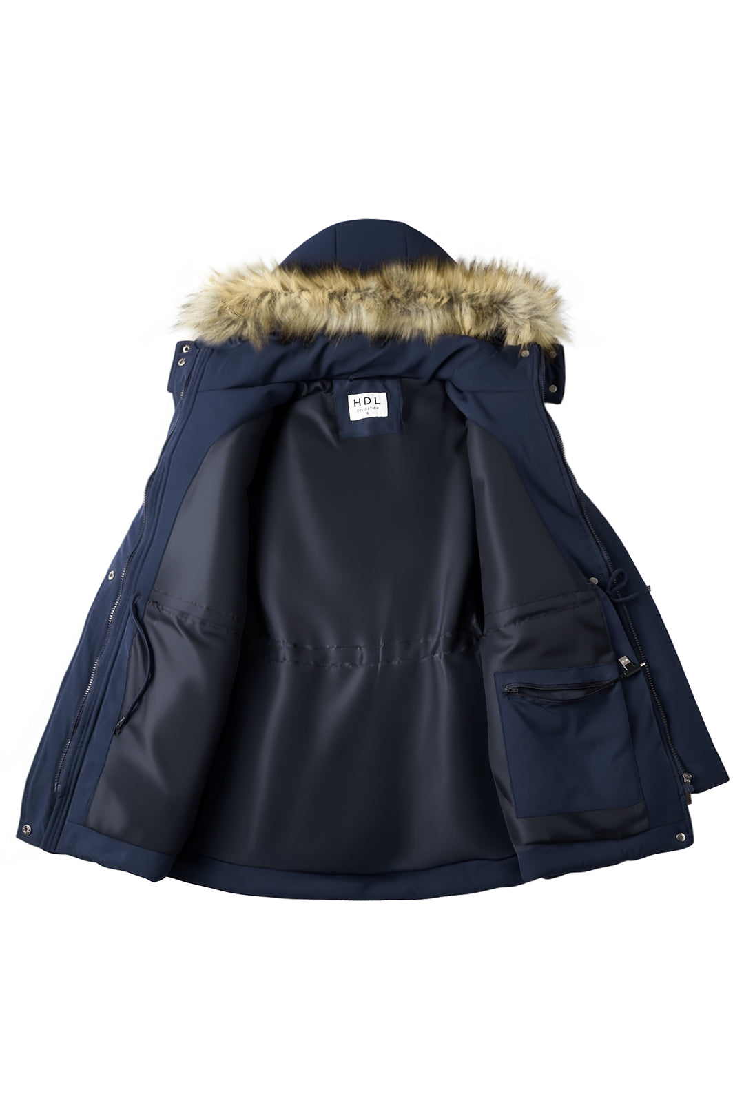 Heated Hooded Nipped Waist Winter Puffer Coat