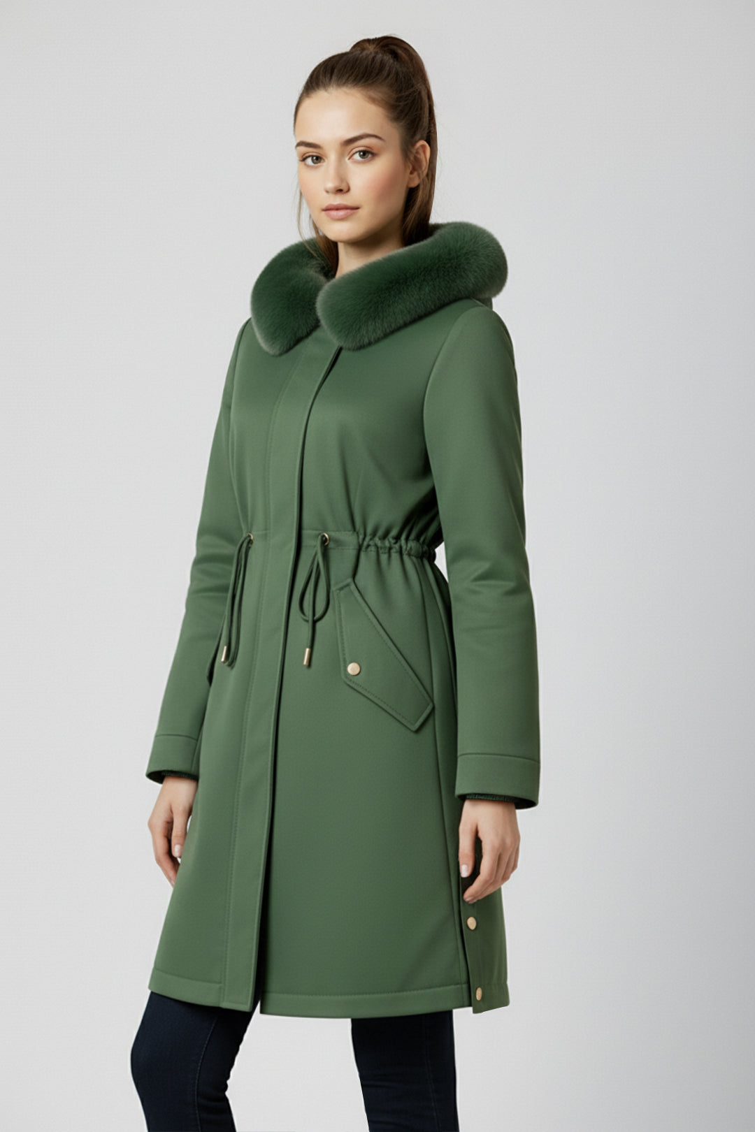 Fur Collar Slim Fit Stylish Warm Coat