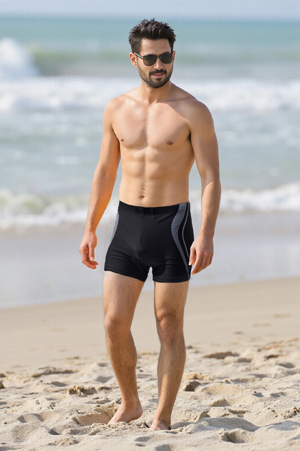 Men's Boxer Swim Shorts with Dot Prints