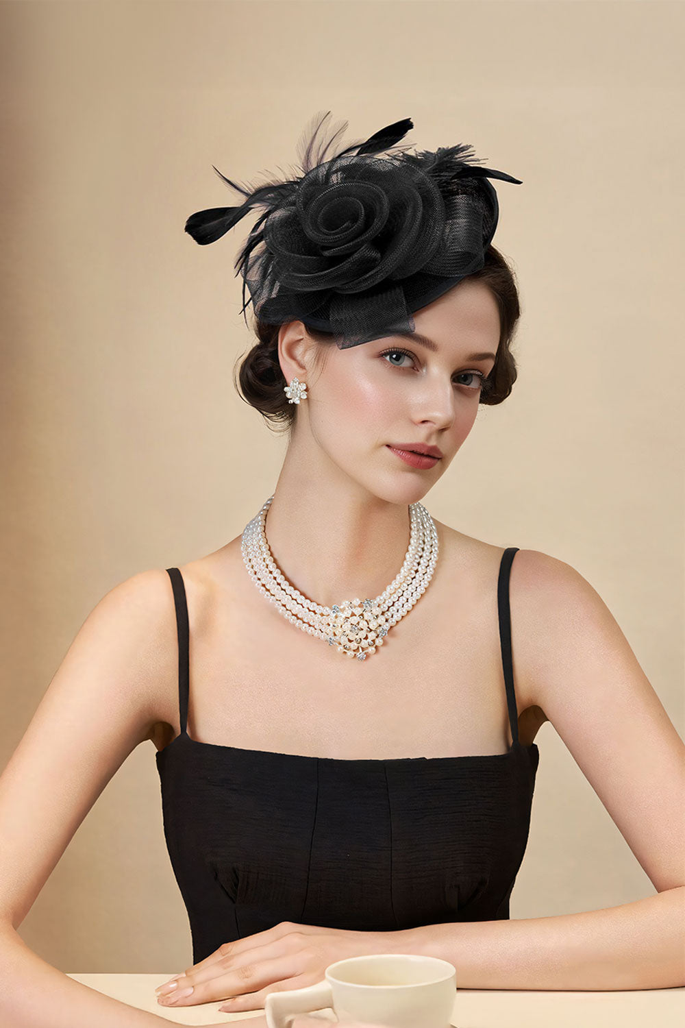 Feather Flower Mesh Fascinator