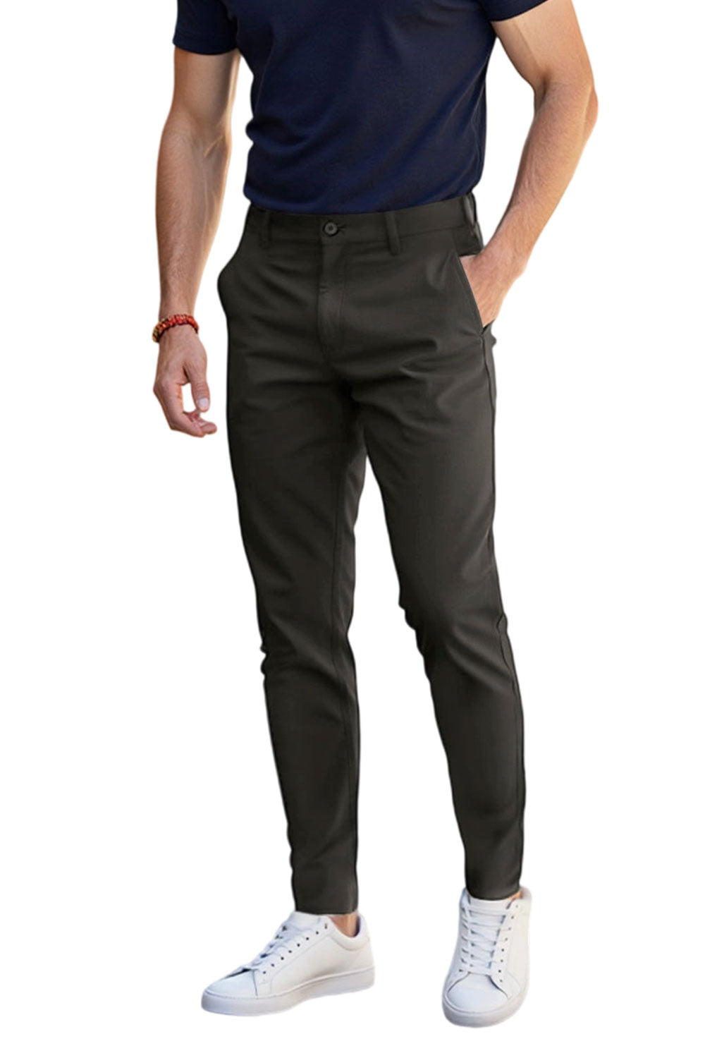 Straight Leg Chinos Trousers for Business Casual