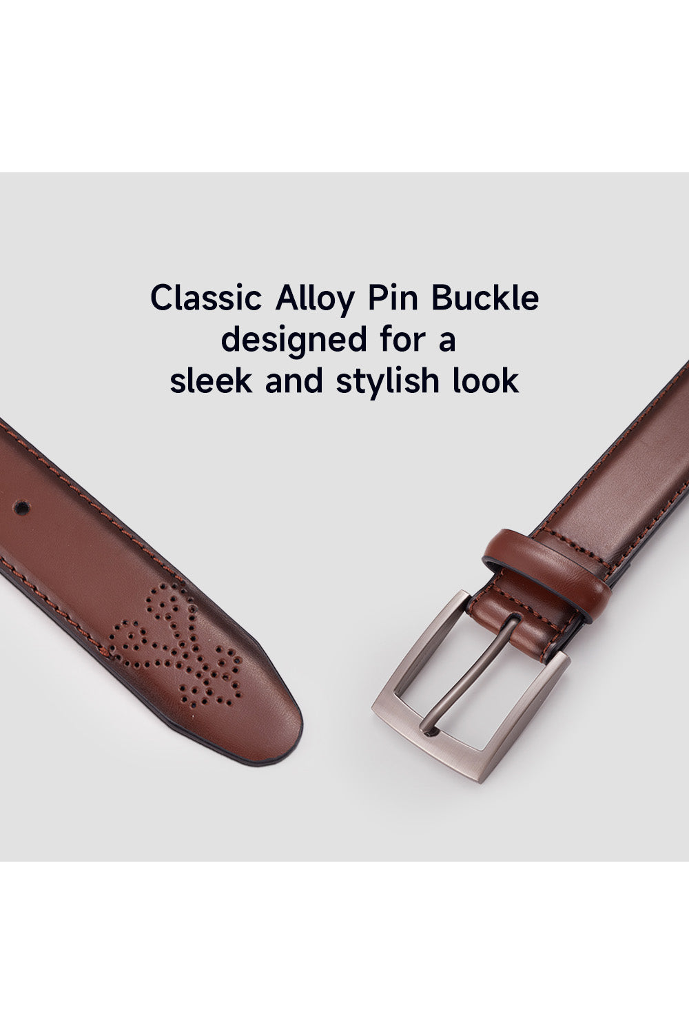 Embossed Belt in Brown, Business Casual Style